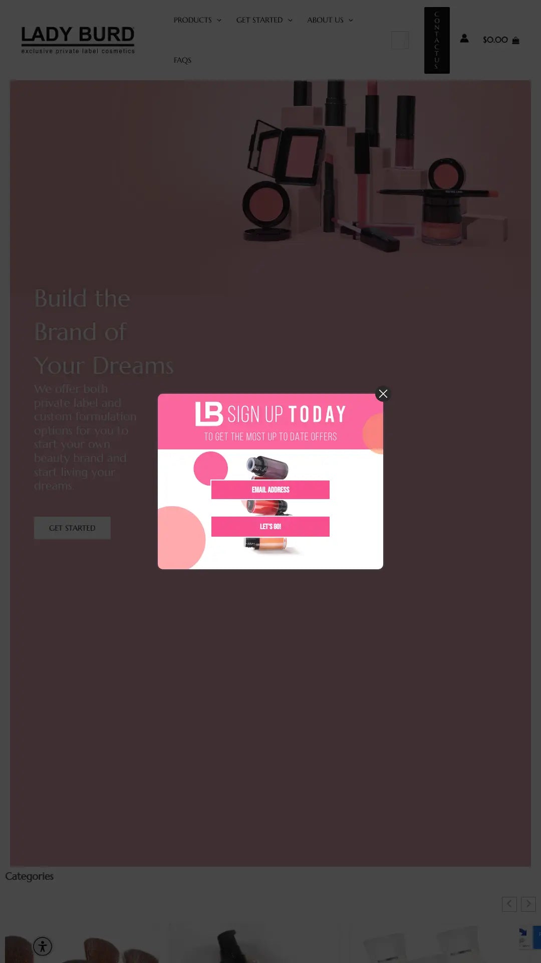 Screenshot: the Lady Burd® website.