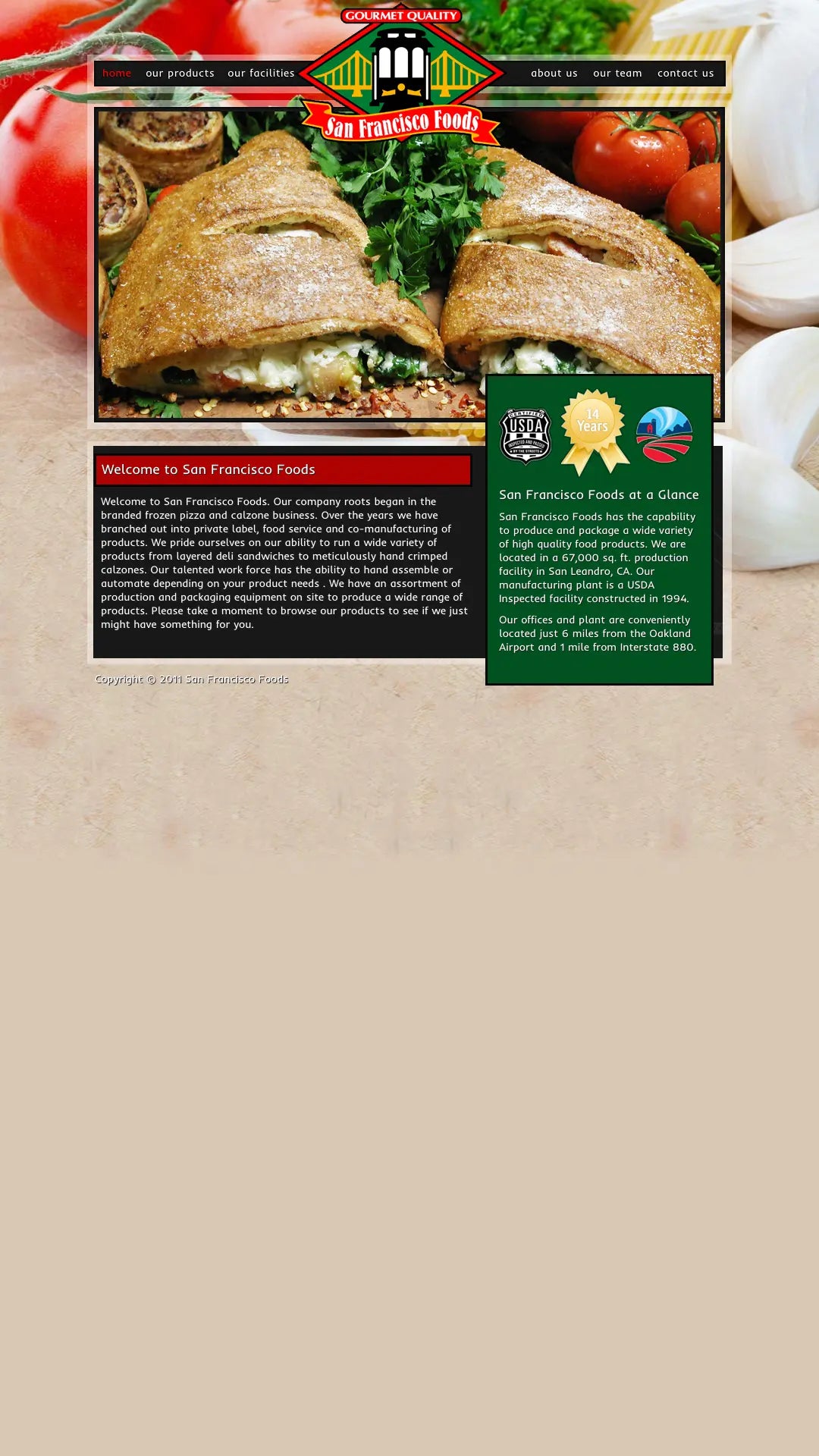 Screenshot: the San Francisco Foods, LLC website.