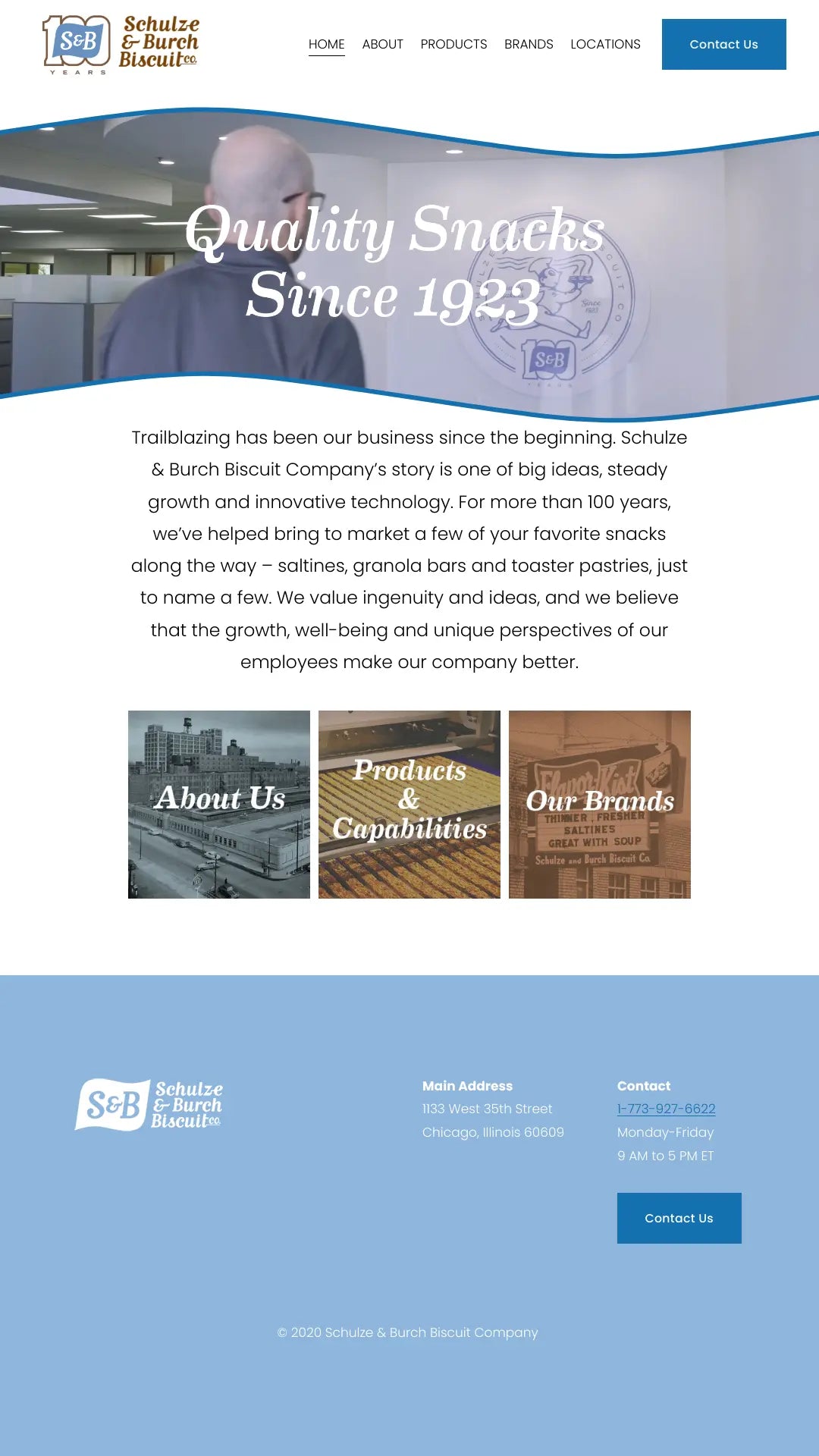 Screenshot: the Schulze and Burch Biscuit Co. website.