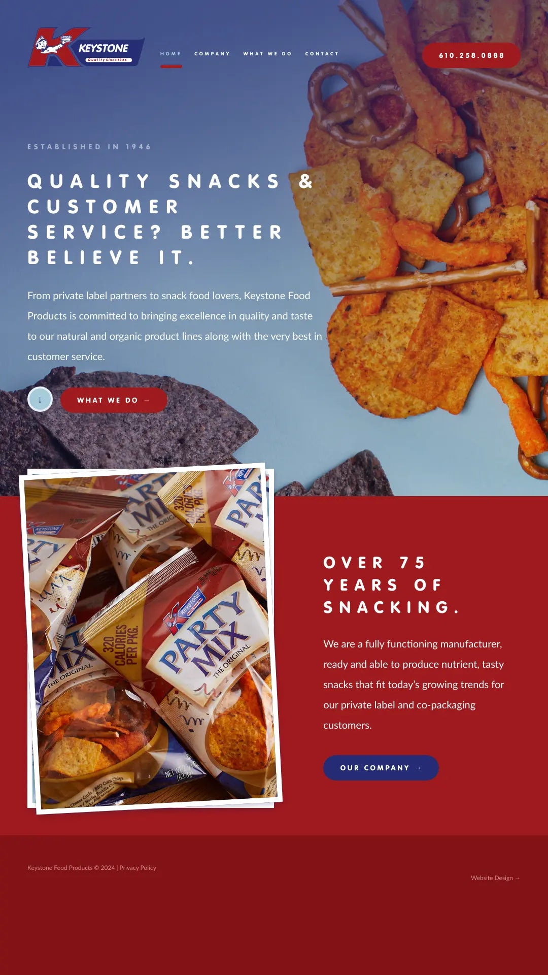 Screenshot: the Keystone Food Products Inc. website.