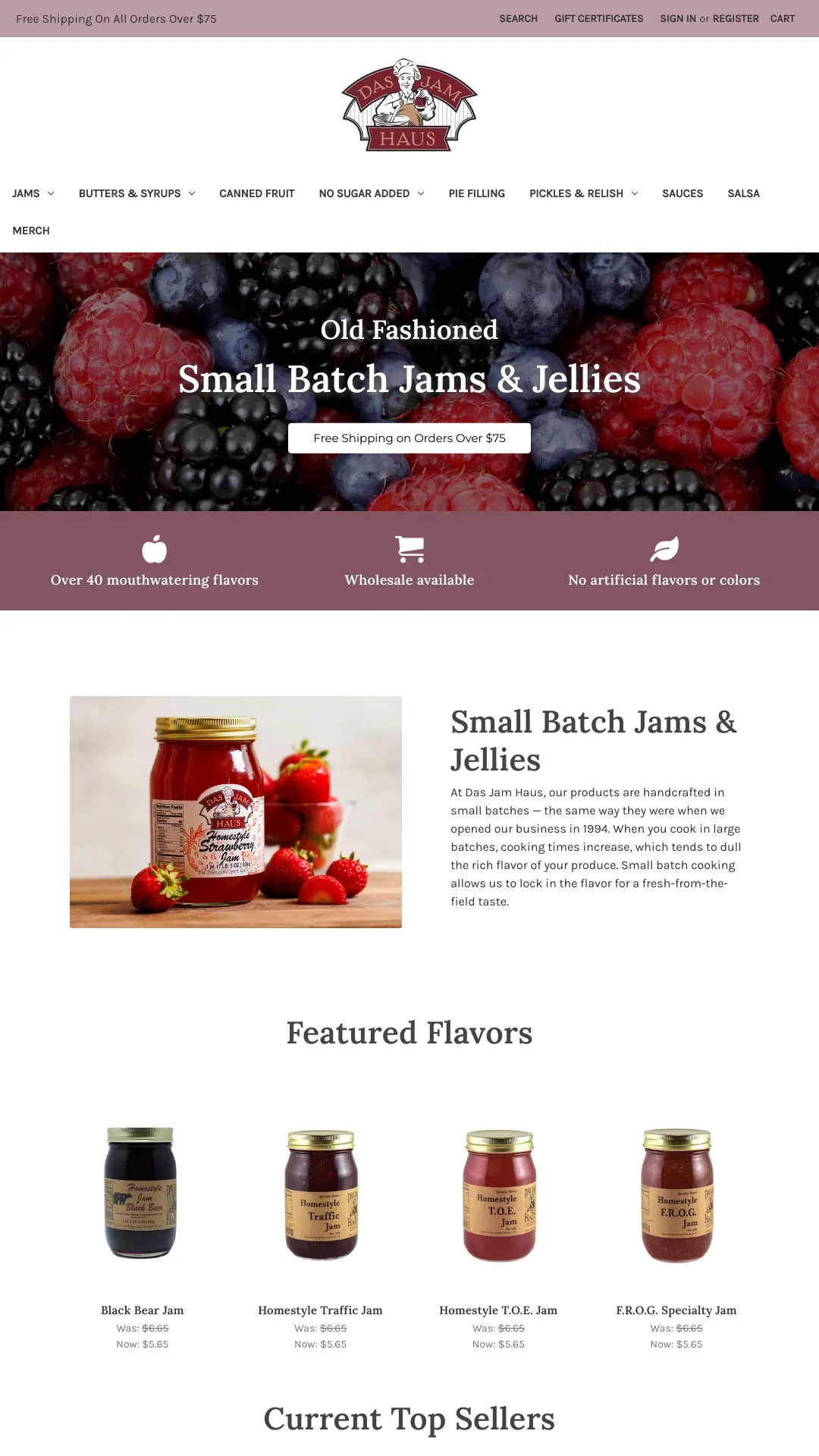 Screenshot: the Das Jam Haus website.