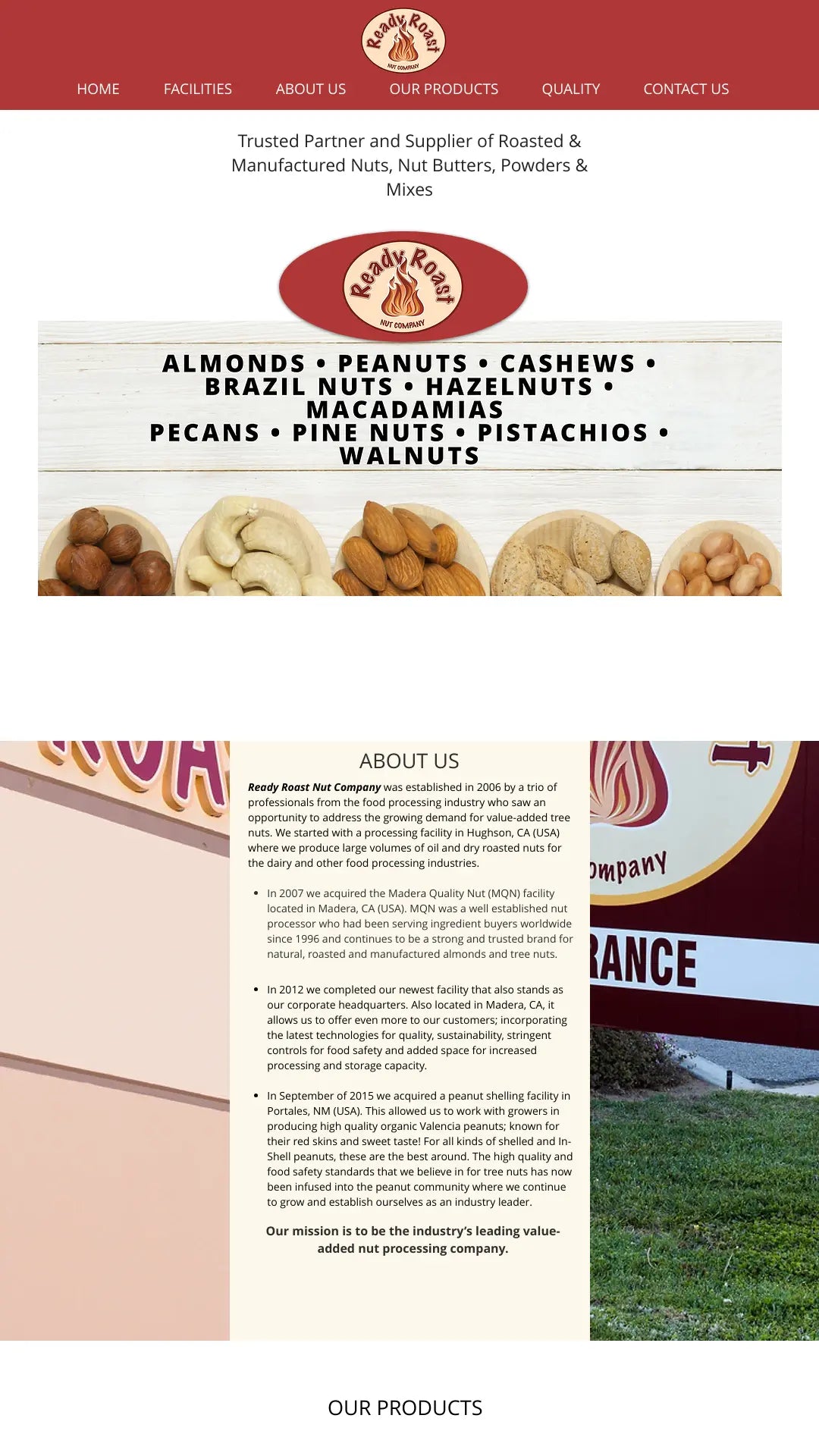 Screenshot: the Ready Roast Nut Company website.