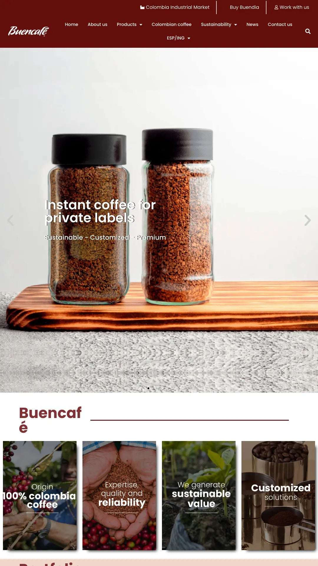 Screenshot: the Buencafé website.