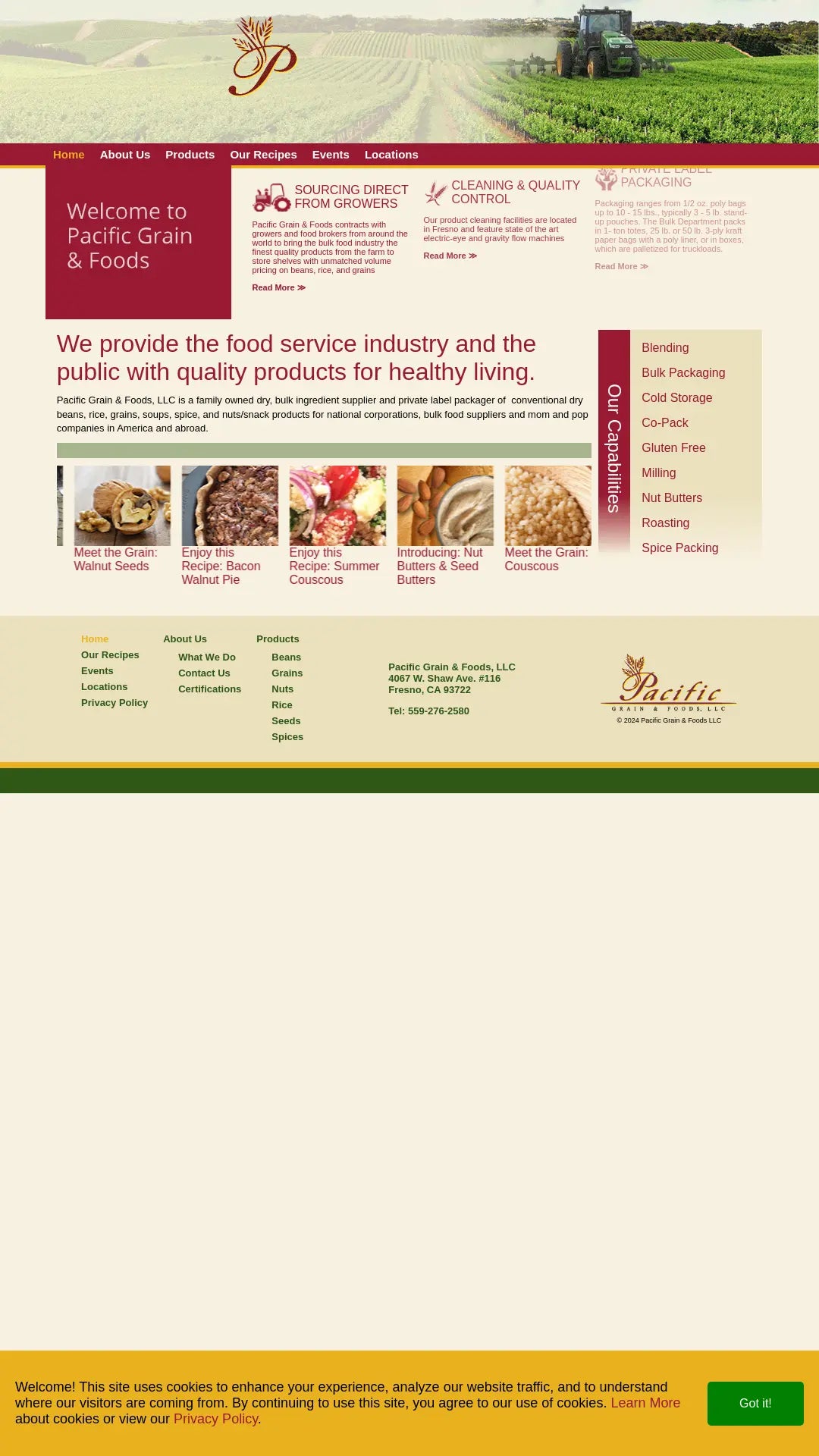 Screenshot: the Palace Foods Inc website.