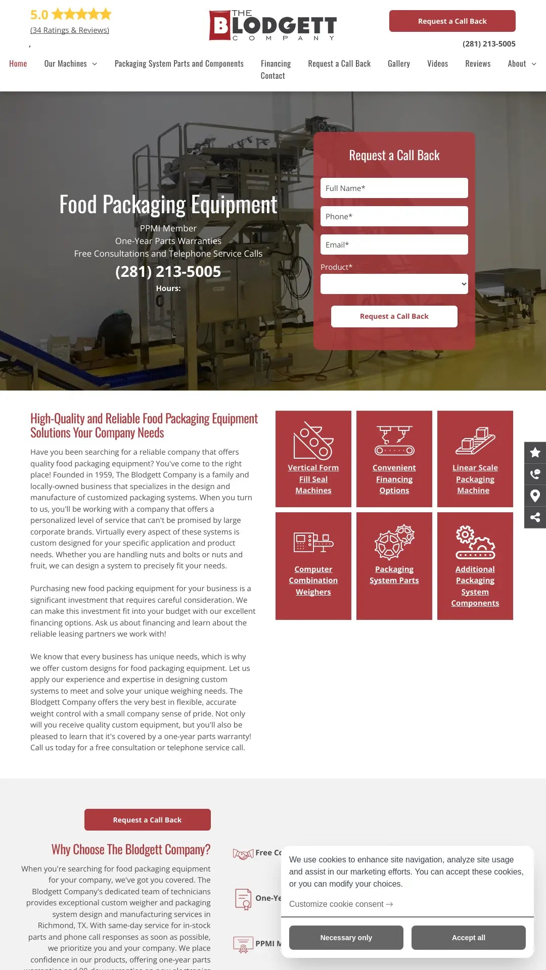 Screenshot: the The Blodgett Company website.