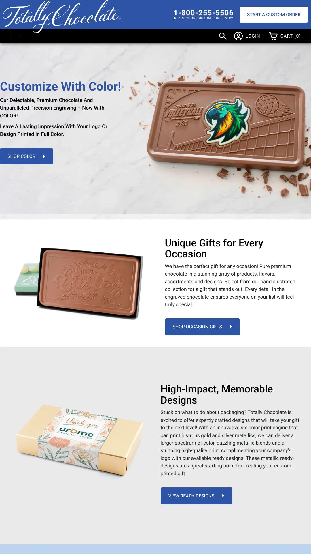 Screenshot: the Totally Chocolate website.