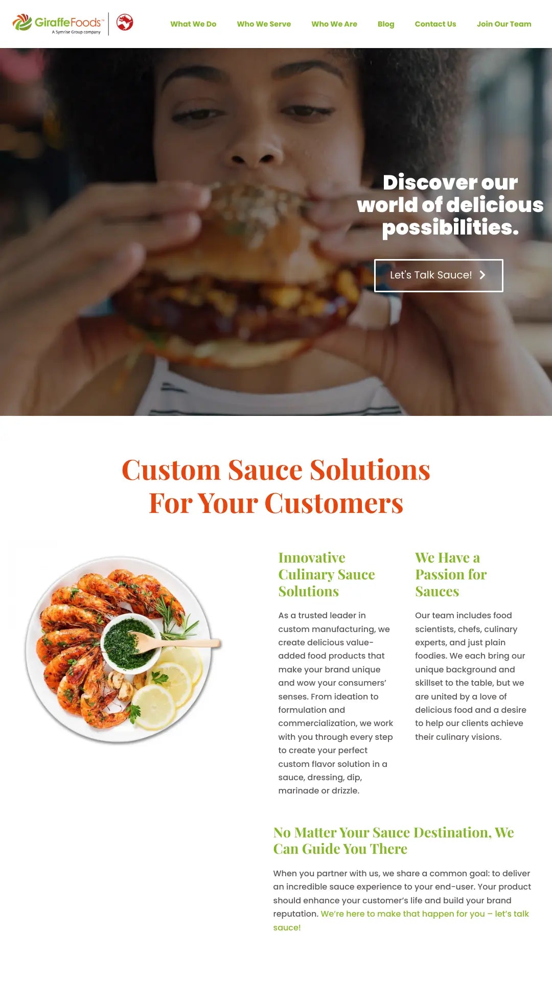 Screenshot: the Giraffe Foods Inc. website.