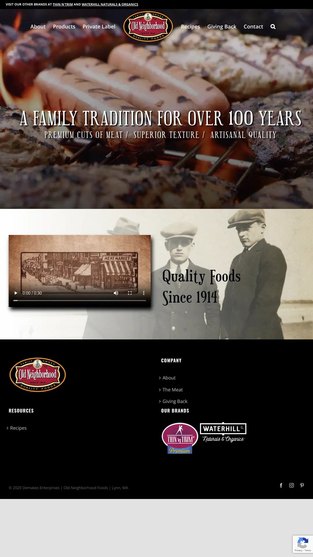 Screenshot: the Old World Creamery website.