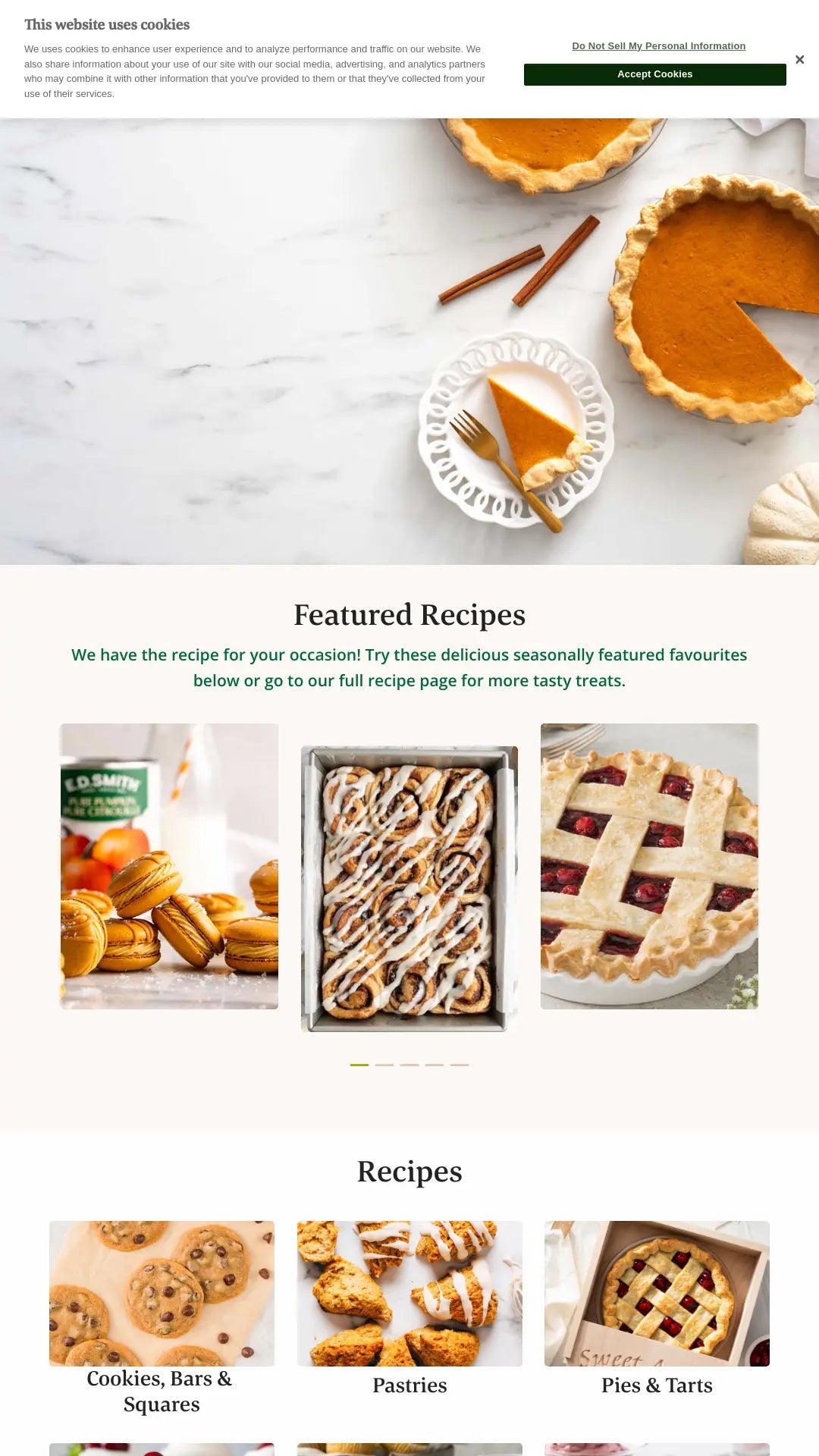 Screenshot: the E.D.Smith Foods website.