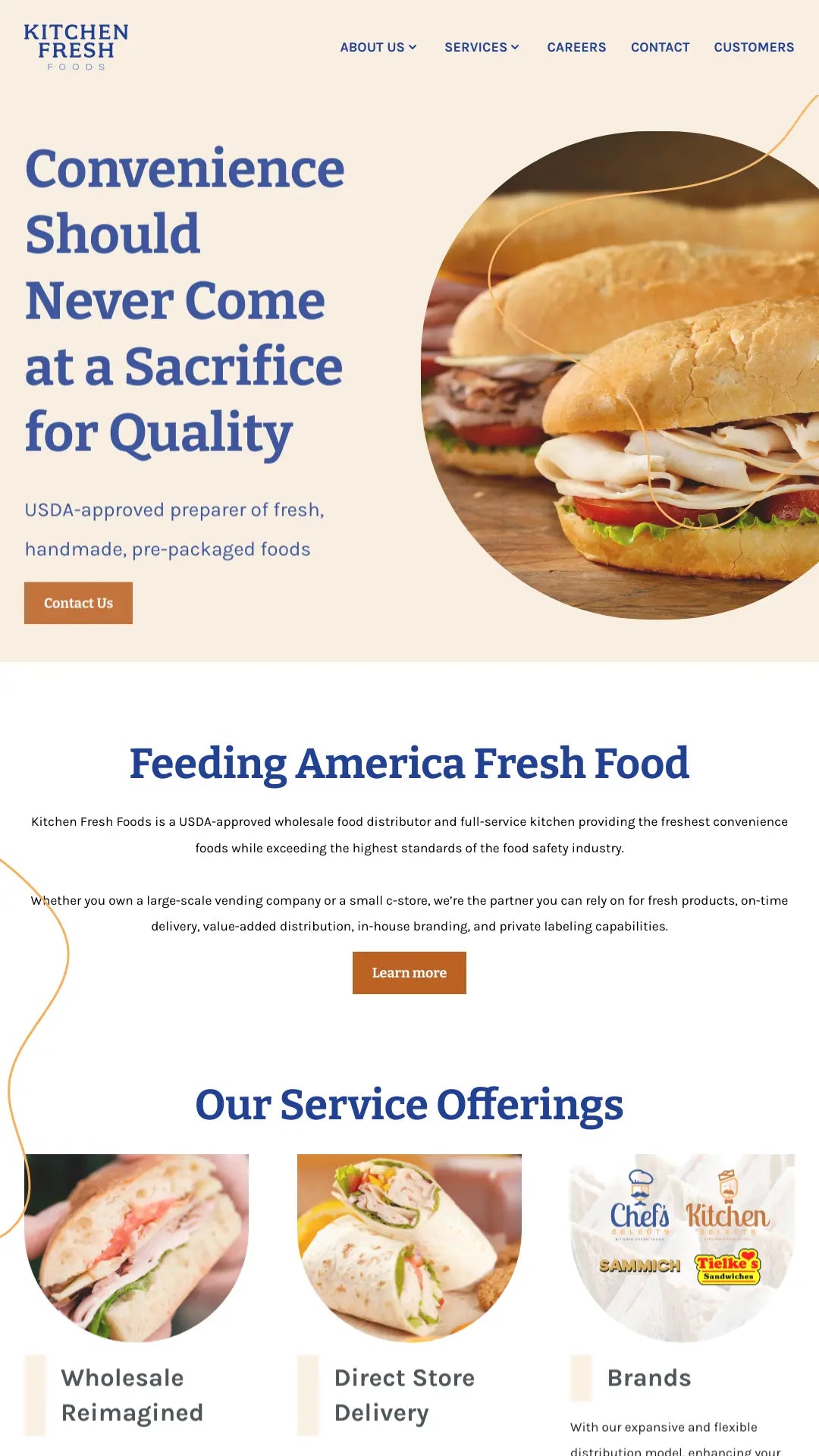 Screenshot: the Kitchen Fresh Foods website.