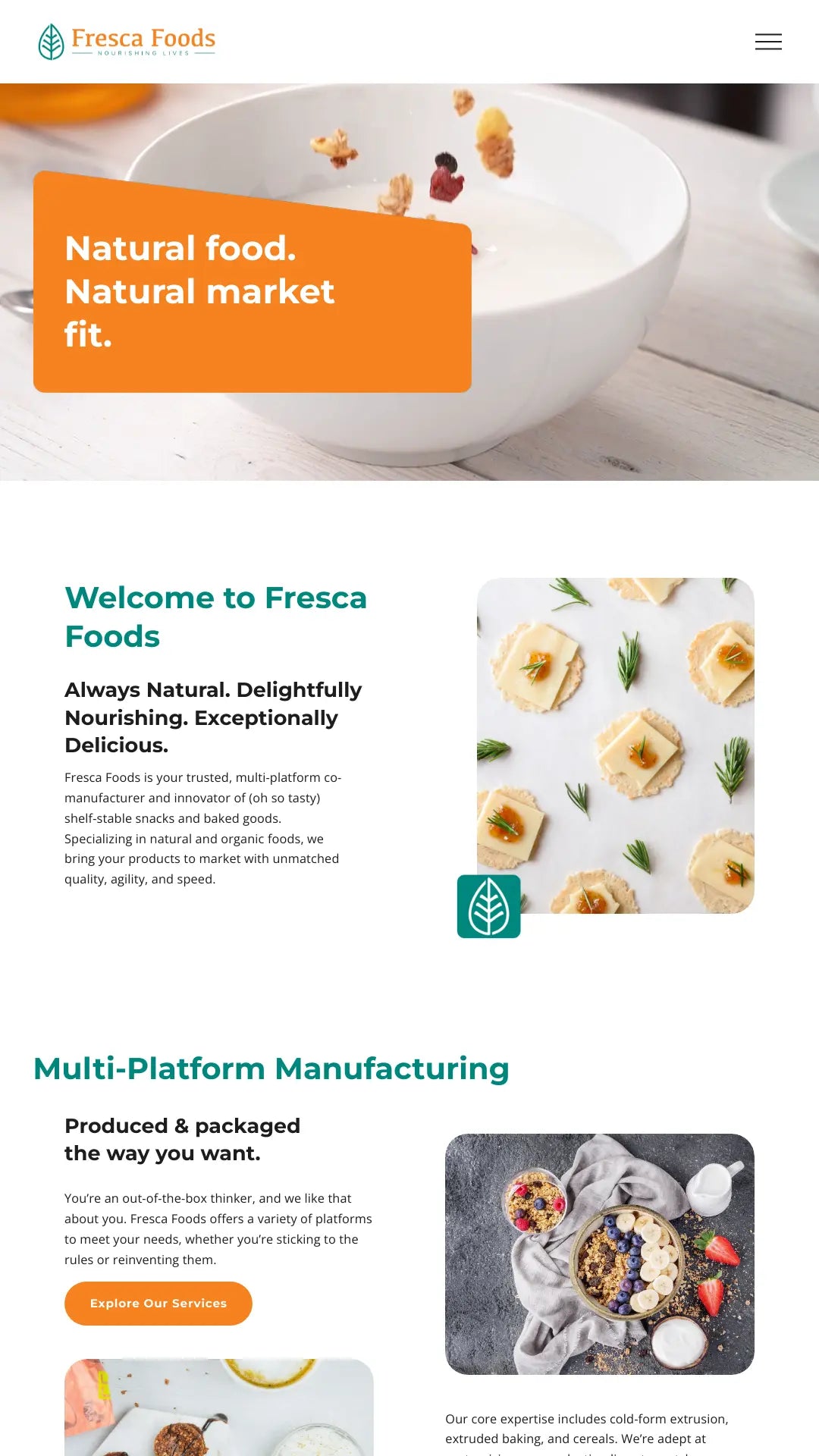 Screenshot: the Fresca Foods Inc. website.