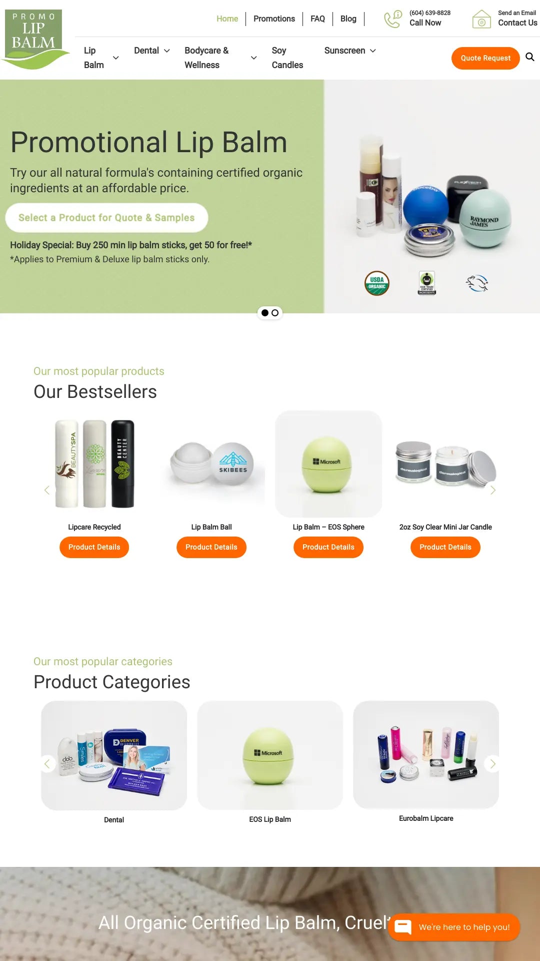 Screenshot: the Promo Lip Balm website.