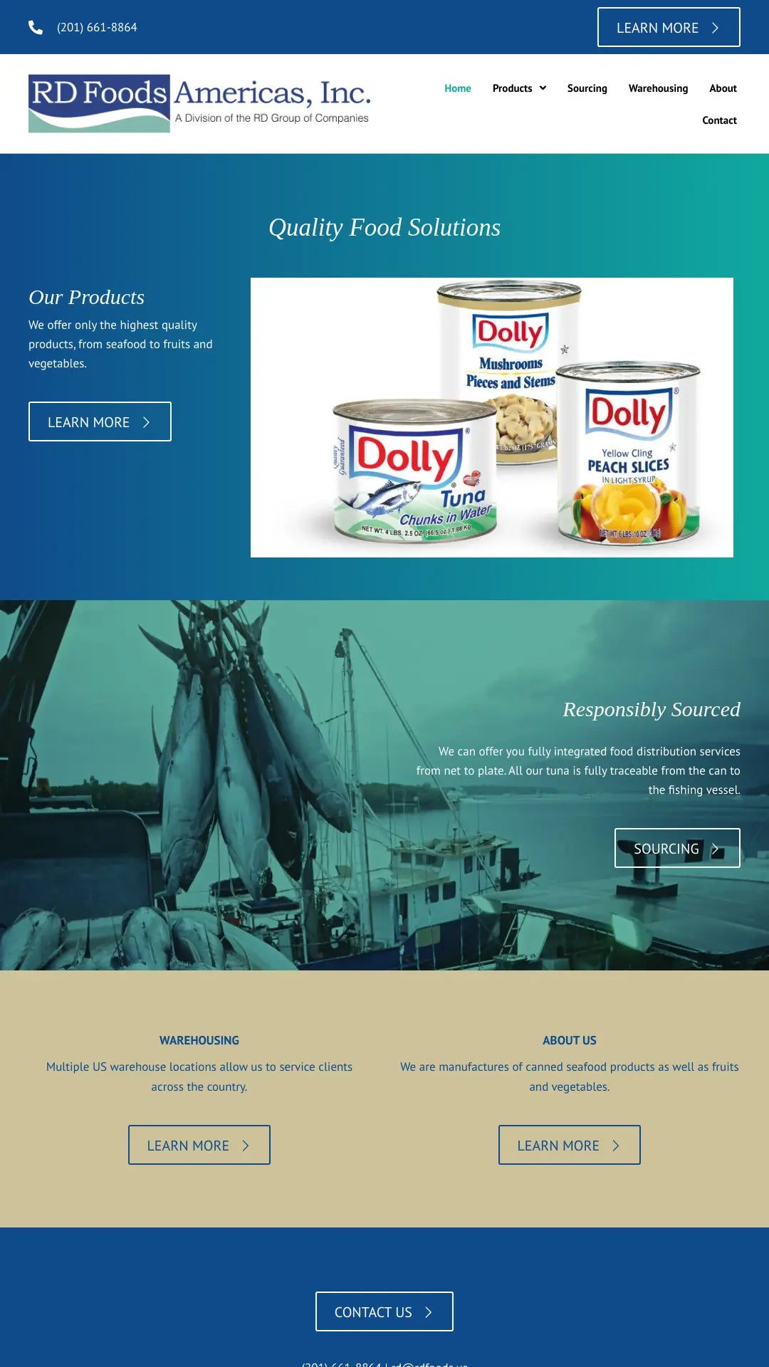 Screenshot: the RD Foods America website.