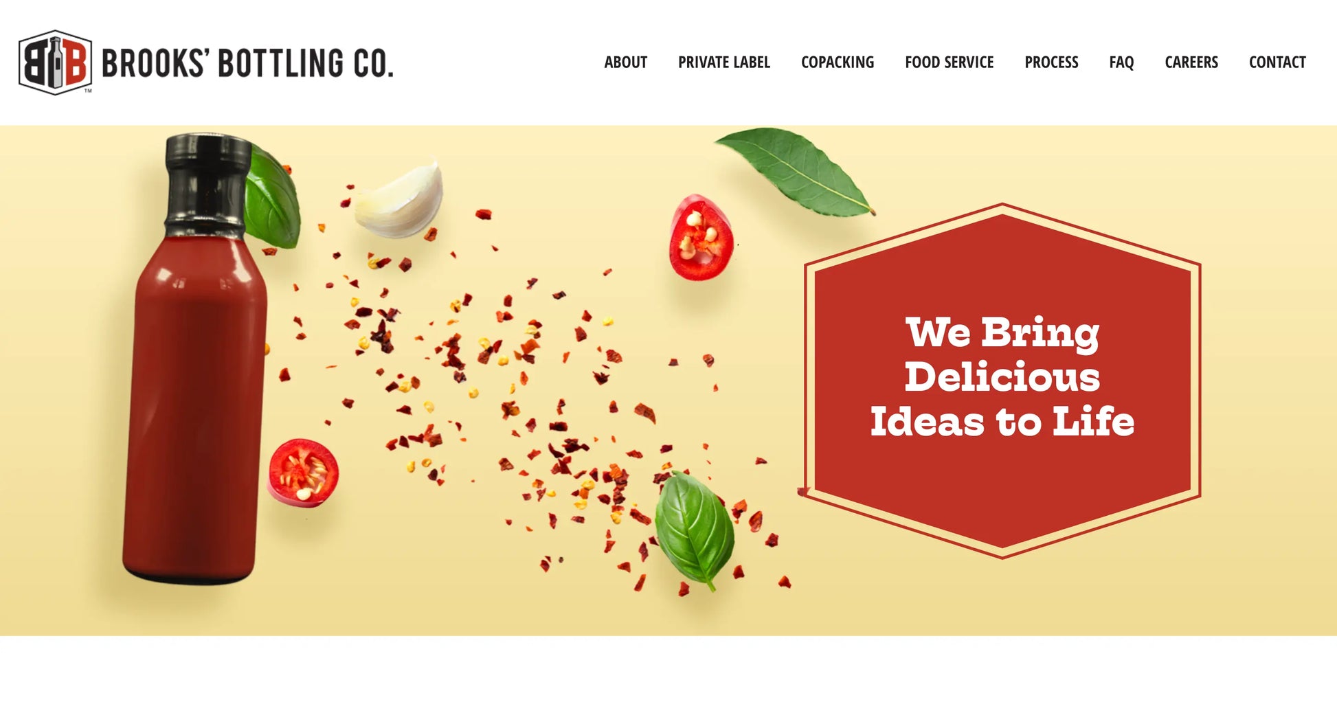 Screenshot: the Brooks Bottling Co website.