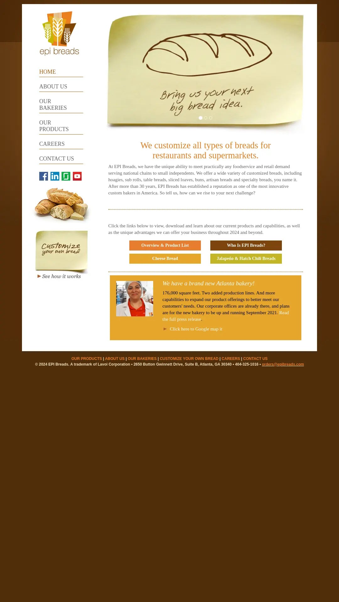 Screenshot: the ​Epi Breads website.