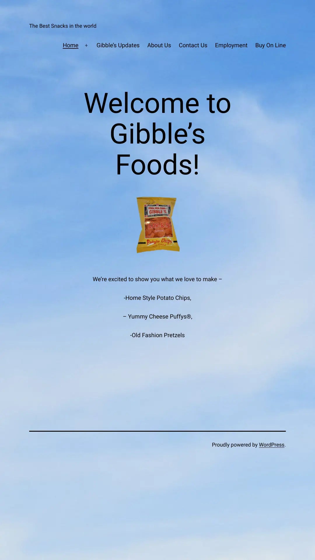 Screenshot: the Gibbles Foods website.