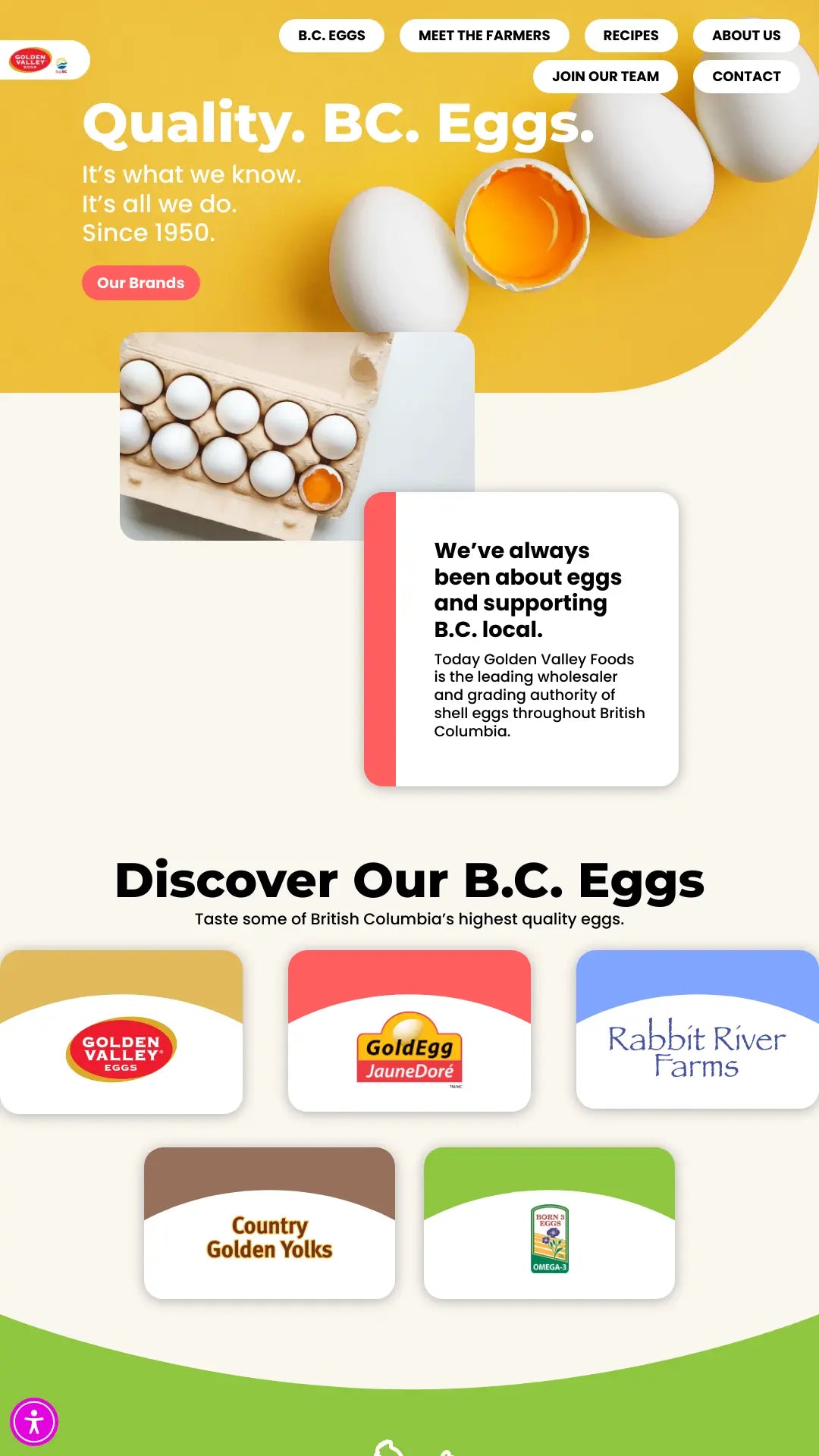 Screenshot: the Golden Valley Foods website.