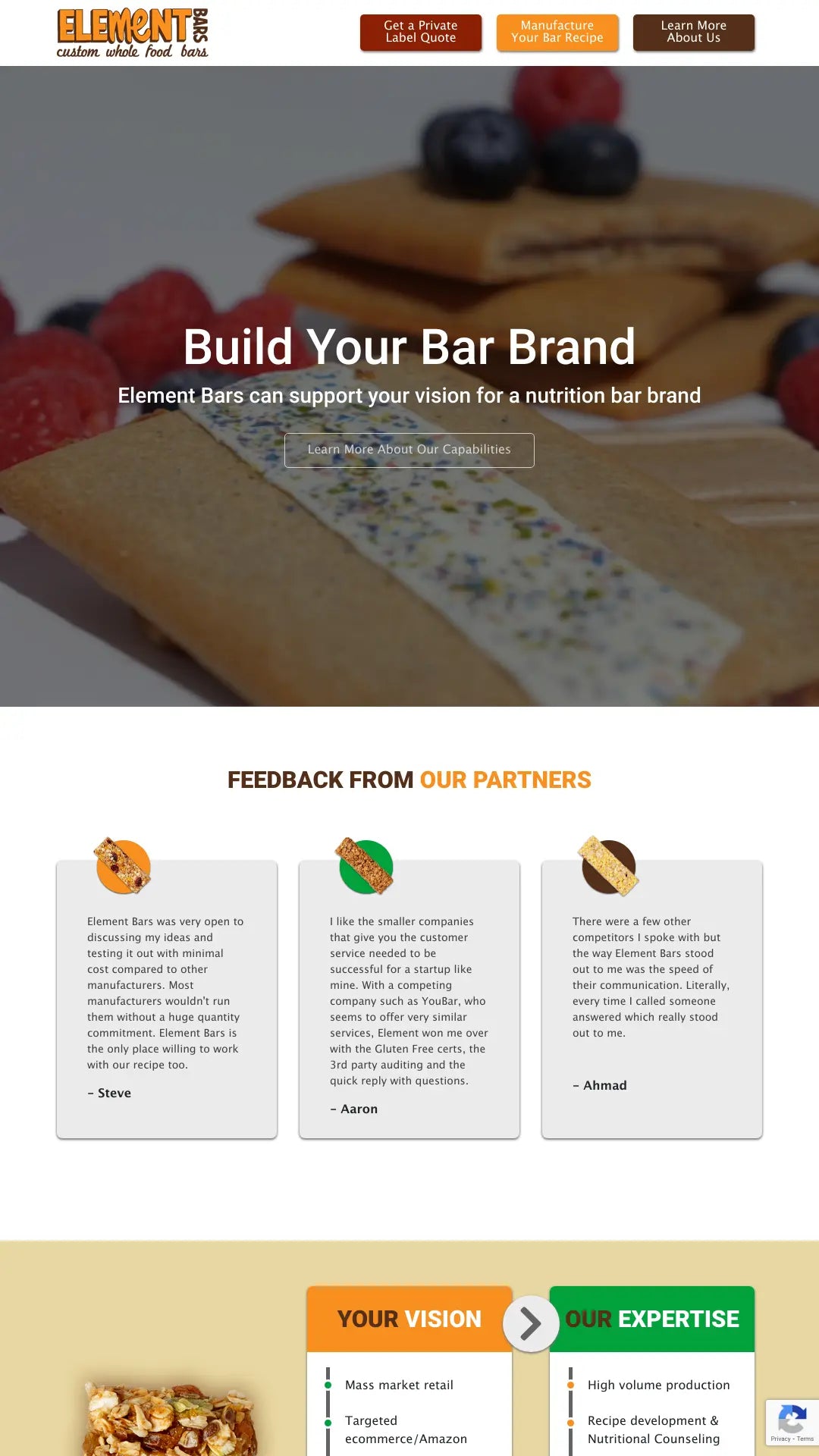 Screenshot: the Element Bars website.