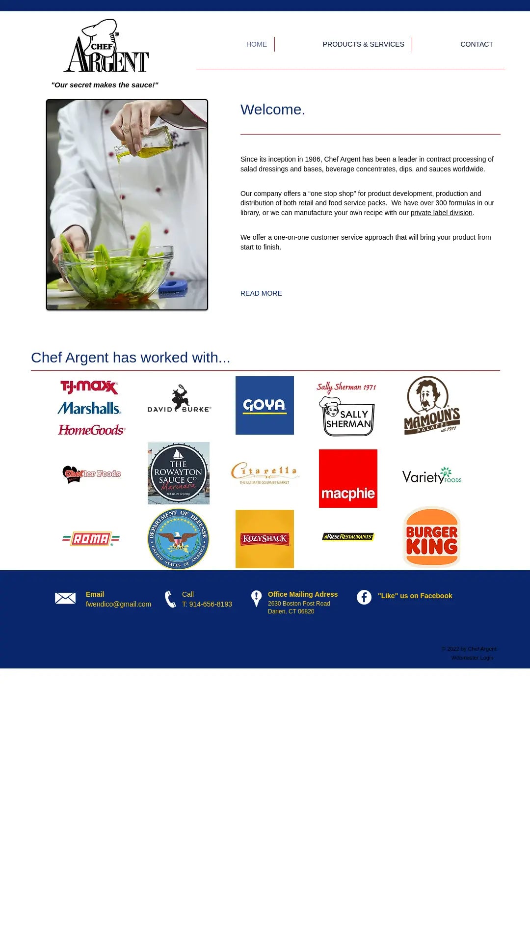 Screenshot: the Chef Argent Foods Inc. website.