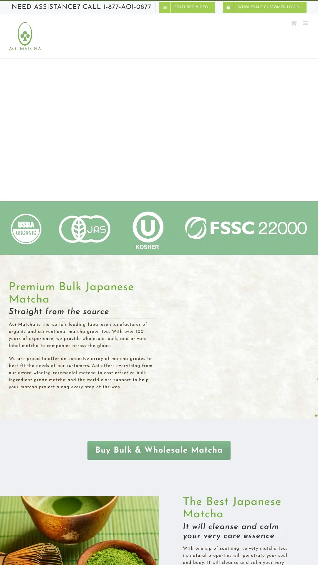 Screenshot: the Aoi Tea Company website.