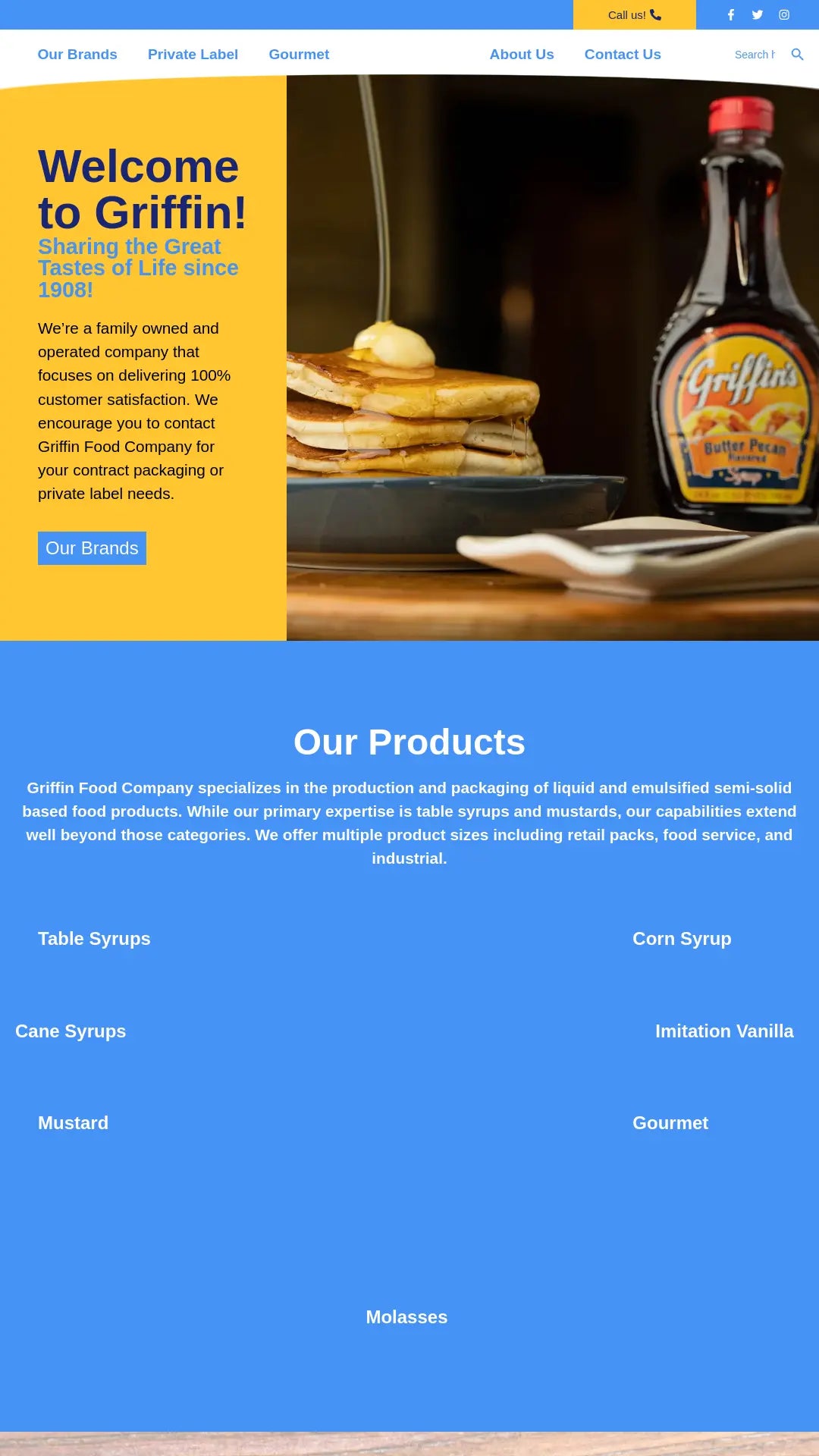 Screenshot: the Griffin Food Company website.