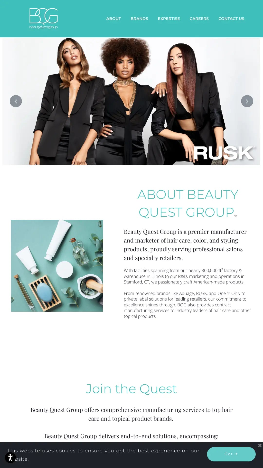 Screenshot: the Beauty Quest Group website.