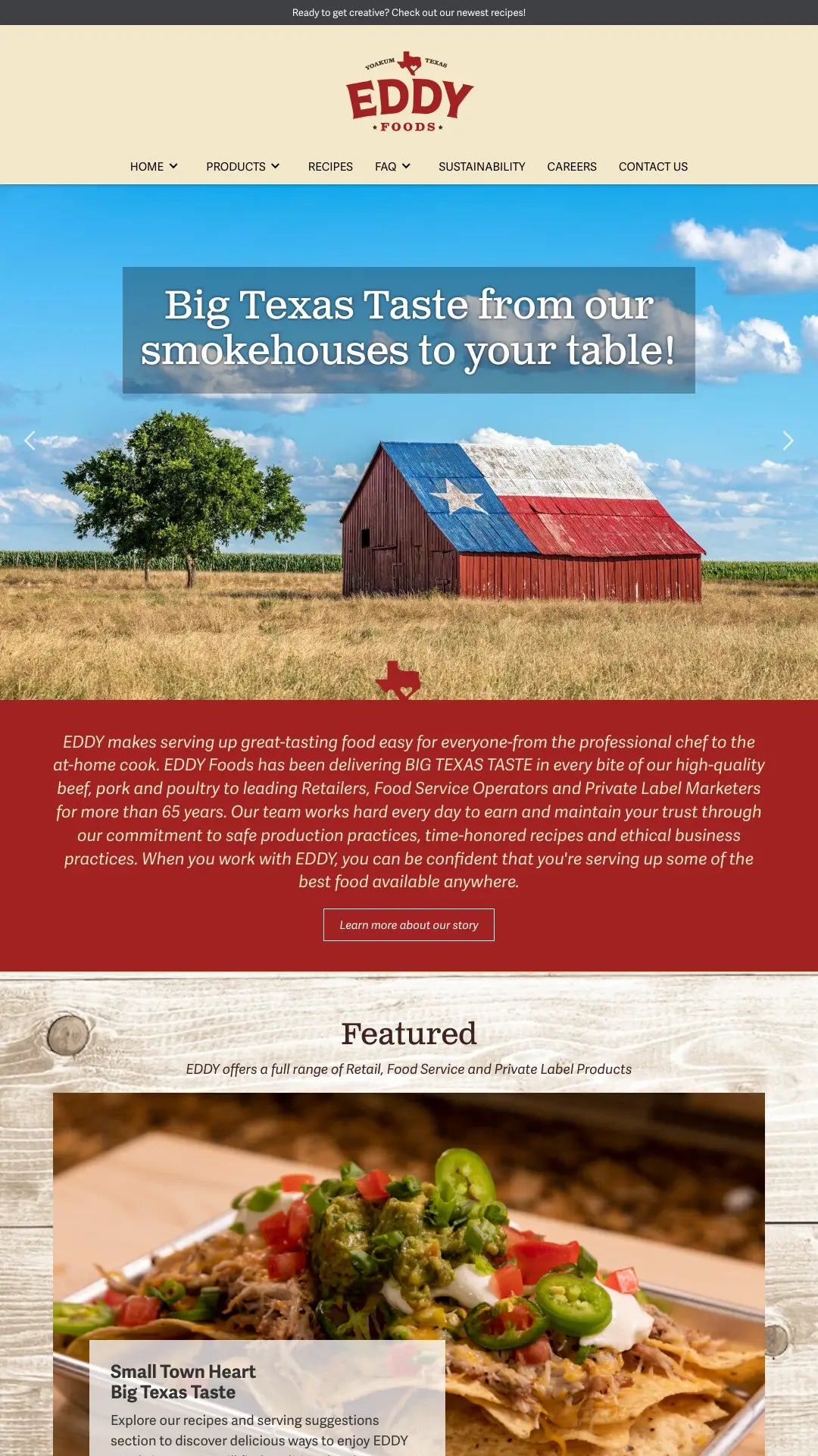 Screenshot: the EDDY Foods Inc. website.