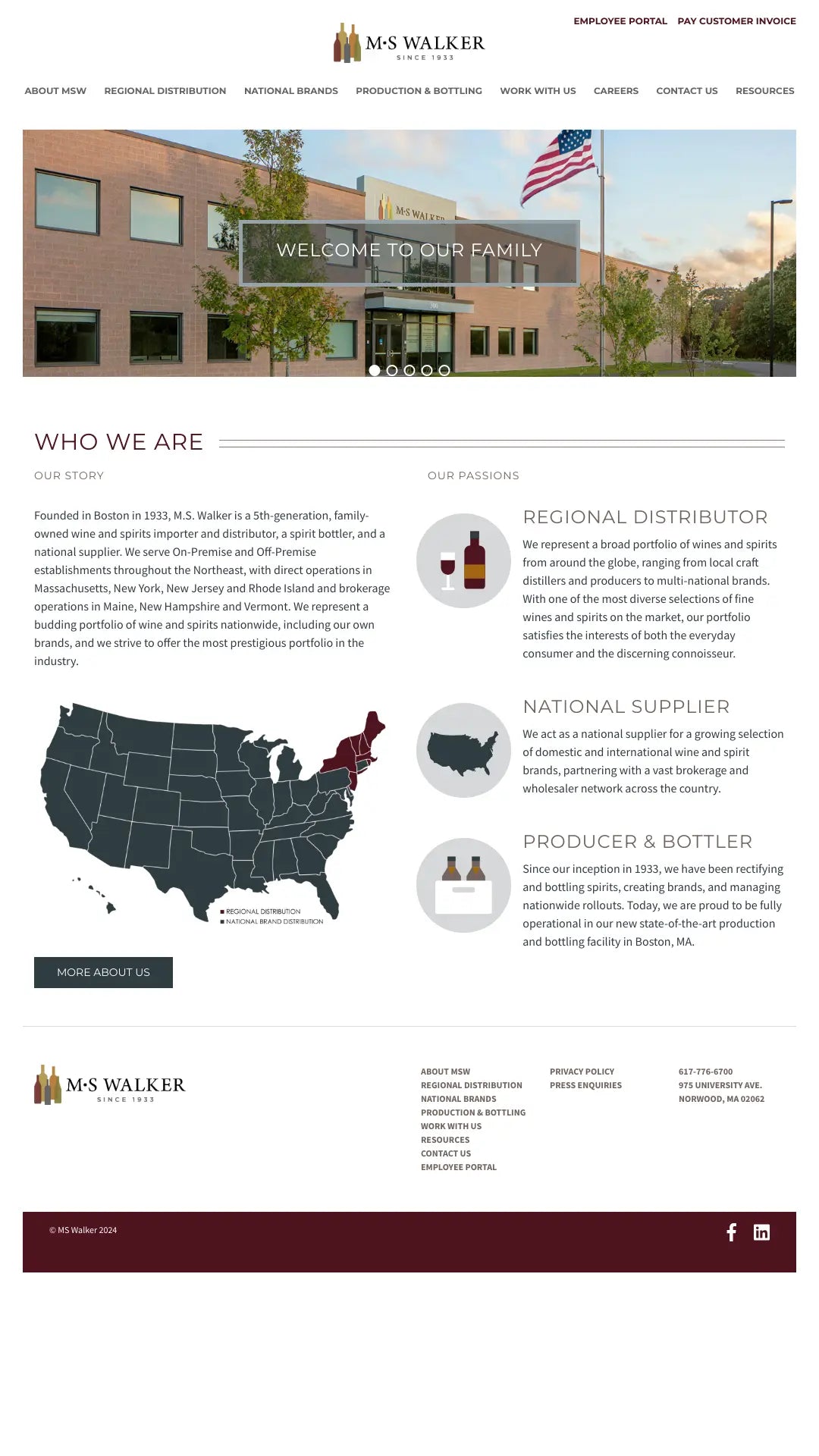 Screenshot: the M. S. Walker, Inc. website.