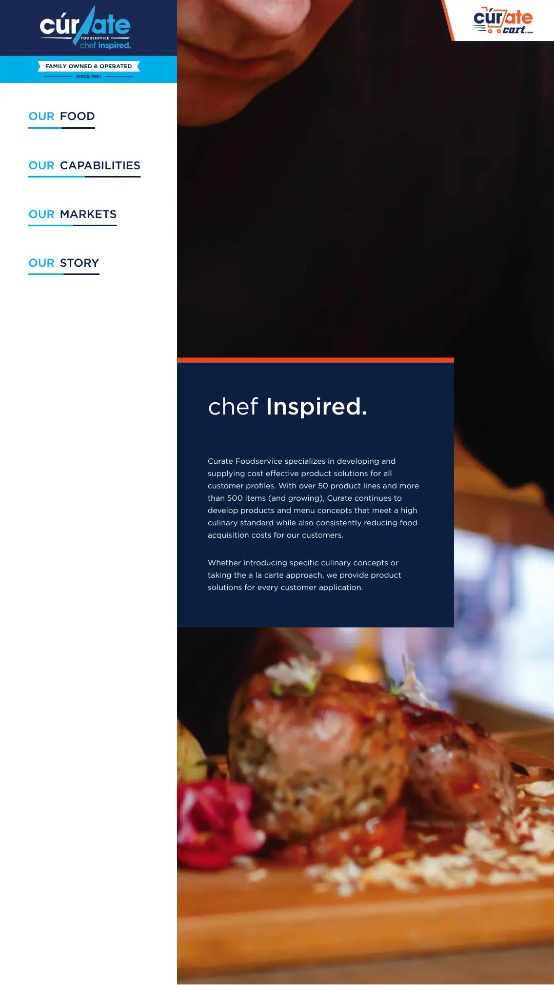 Screenshot: the Curate Foodservice website.