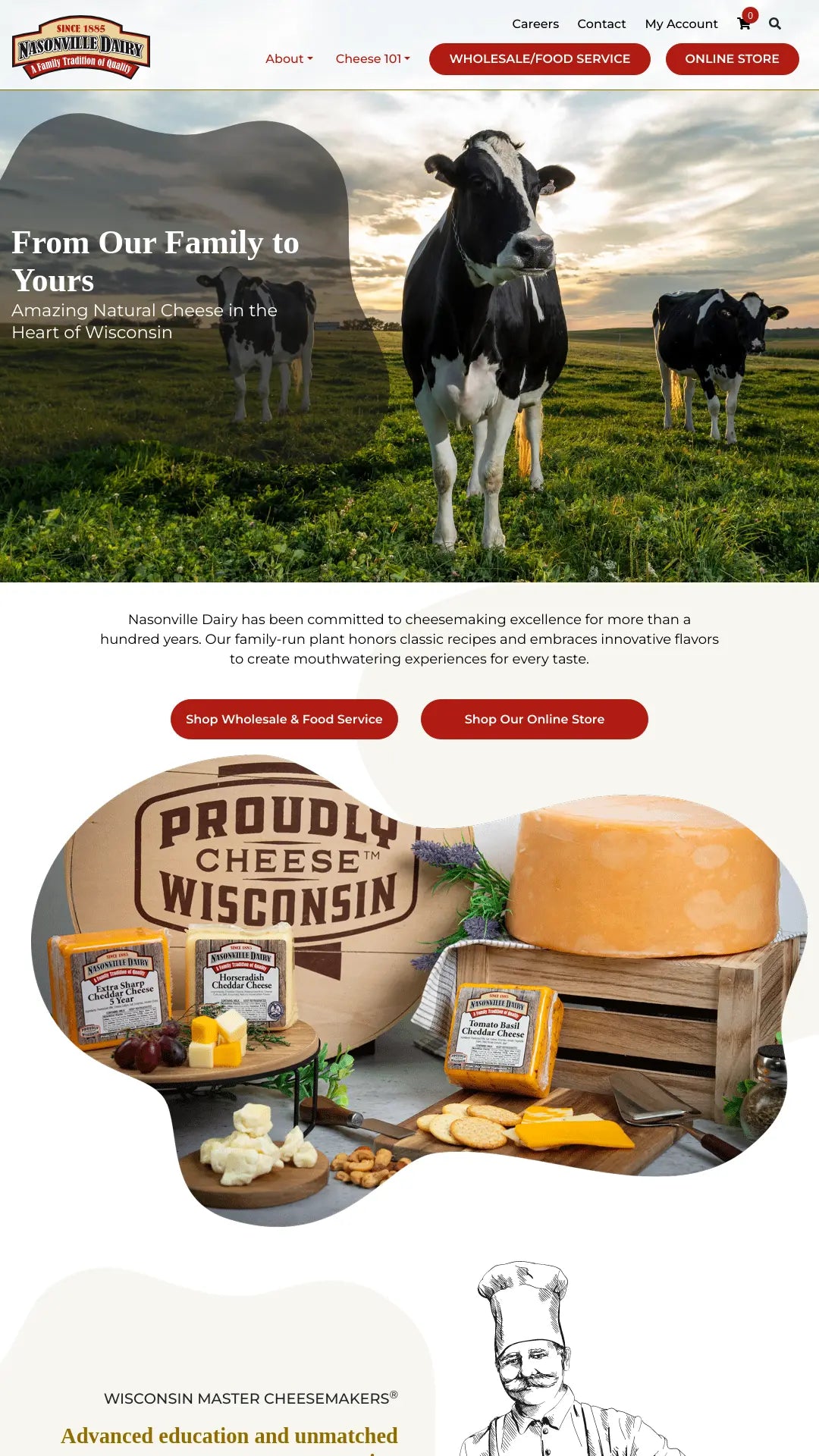 Screenshot: the Nasonville Dairy, Inc. website.