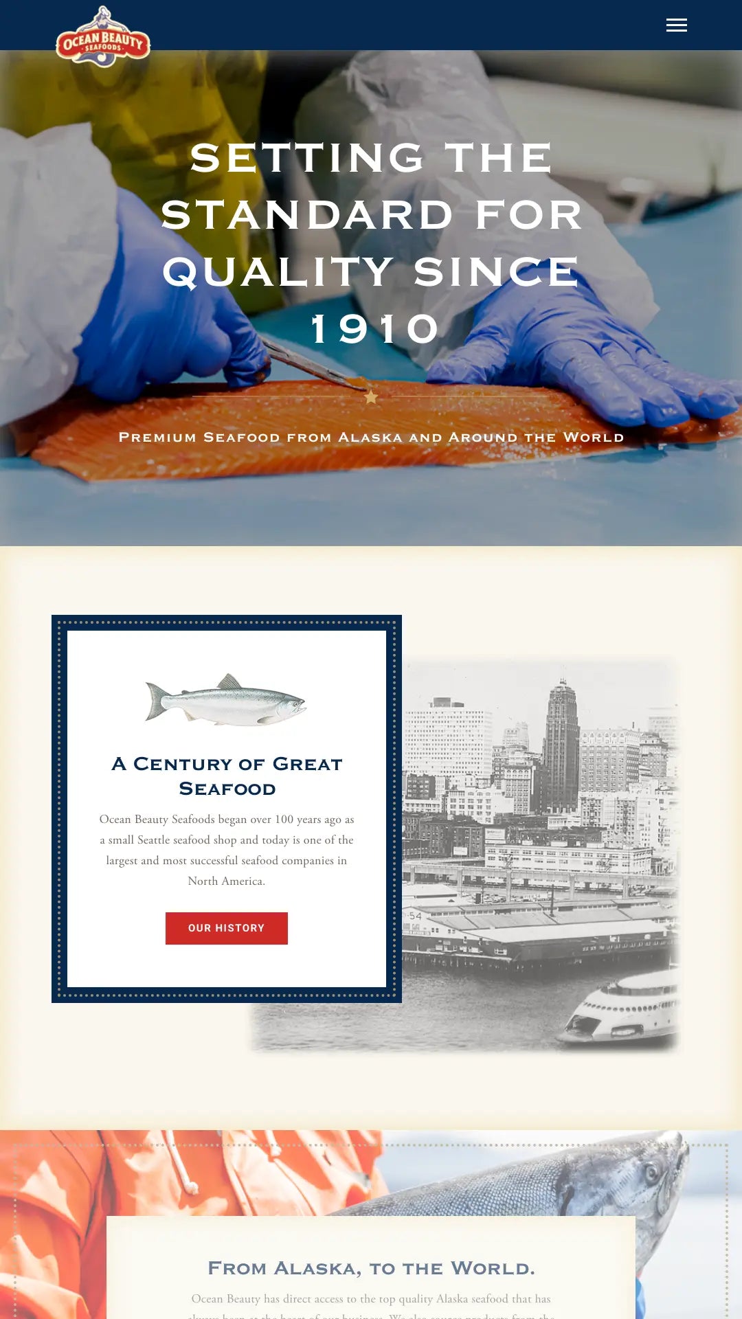 Screenshot: the OCEAN PACIFIC SEAFOOD GROUP website.