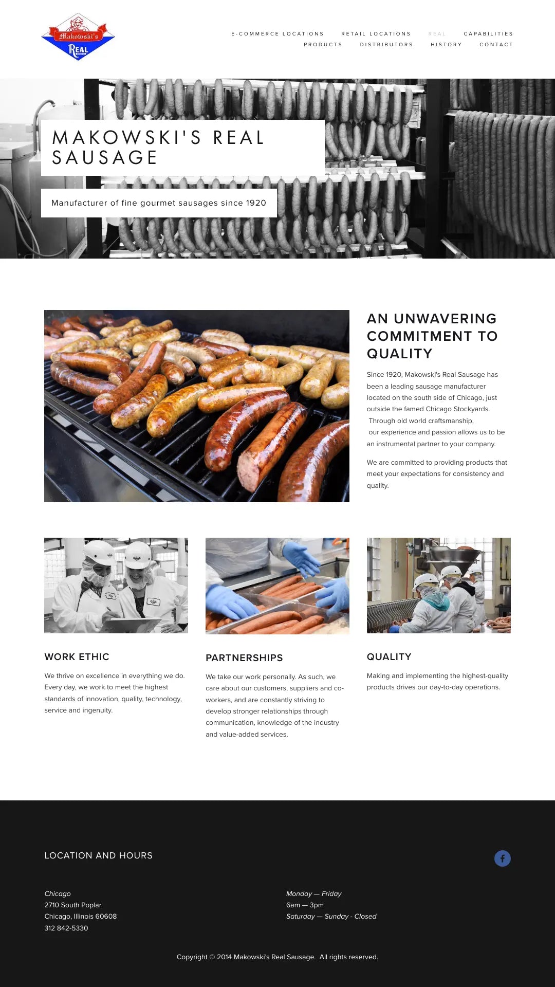 Screenshot: the Real Sausage Co. website.