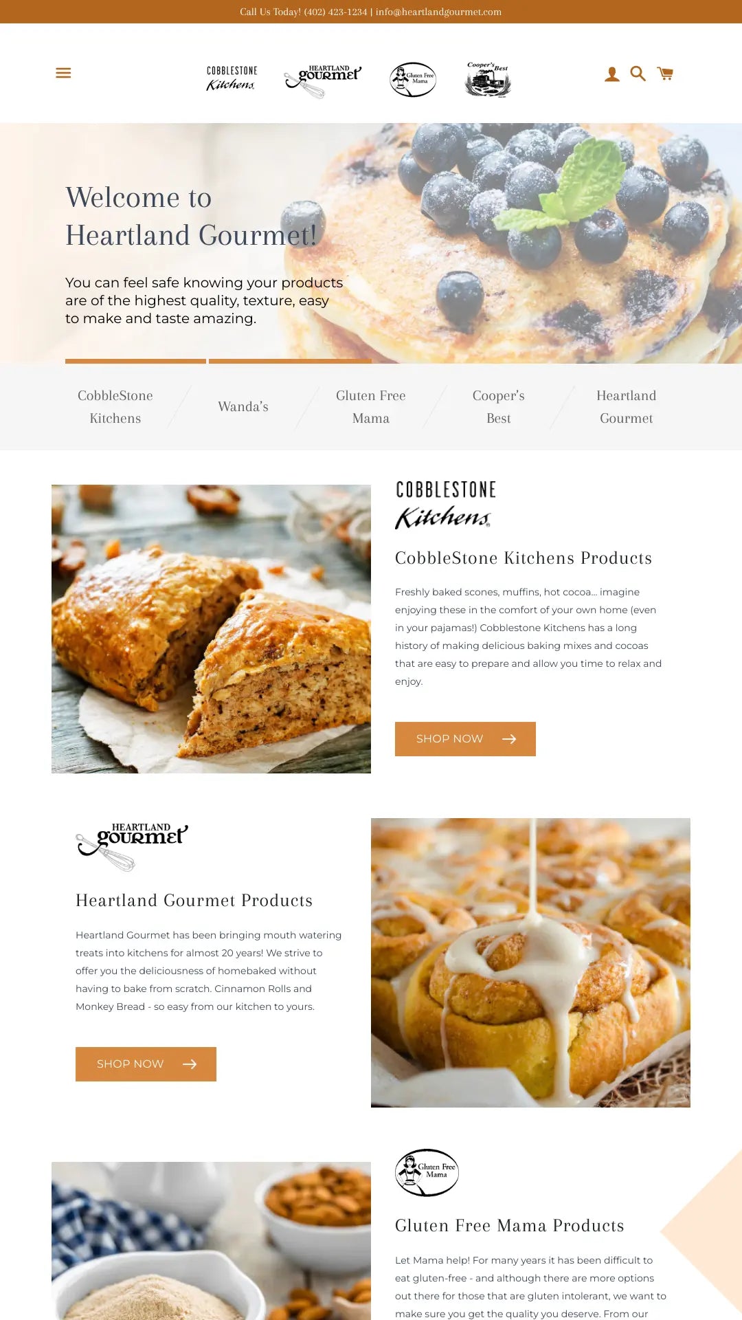 Screenshot: the Heartland Gourmet, LLC website.