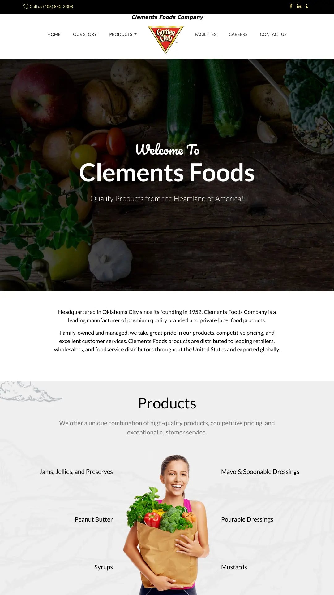 Screenshot: the Clements Foods website.