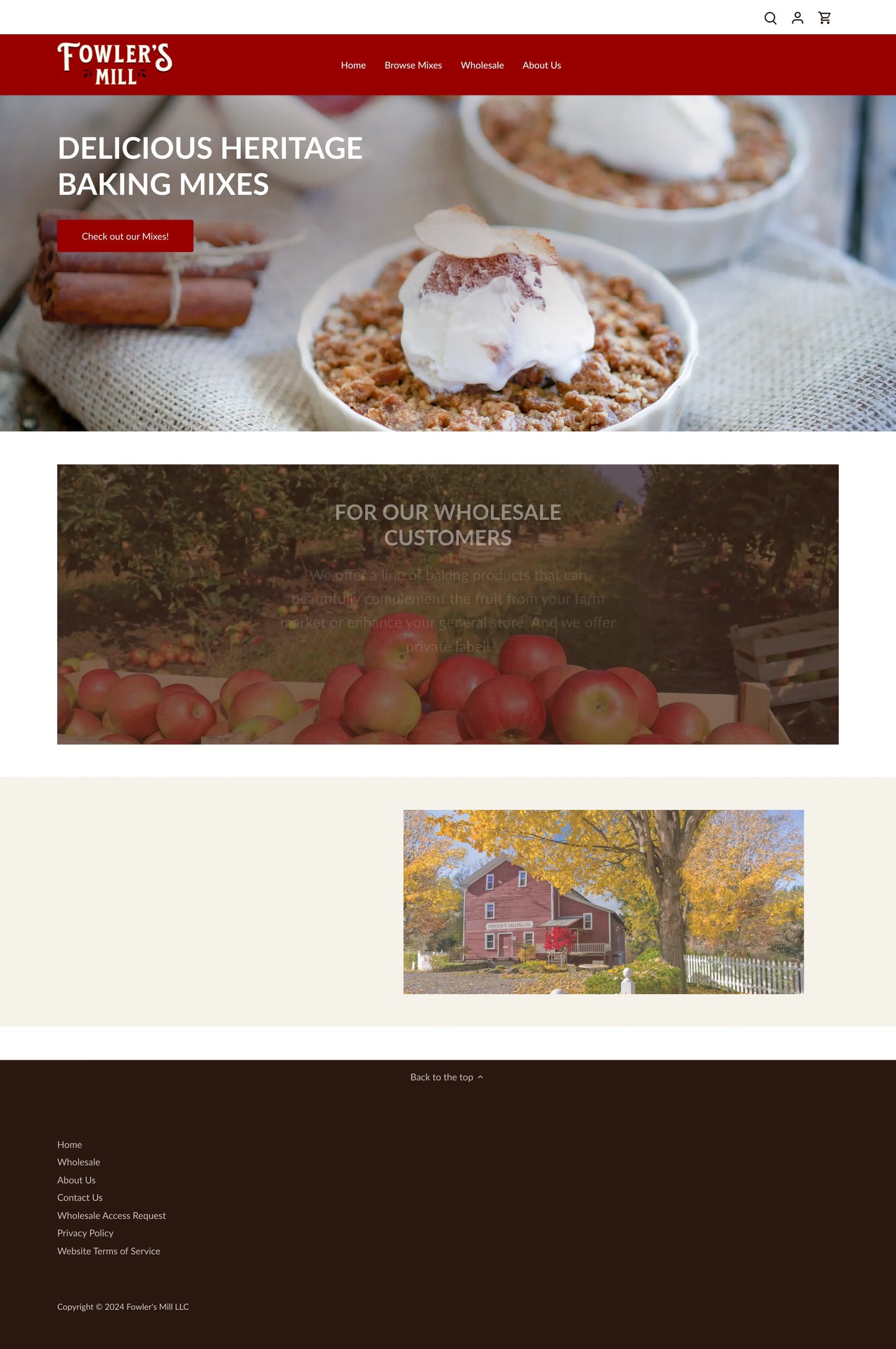 Screenshot: the Fowler's Milling Co website.