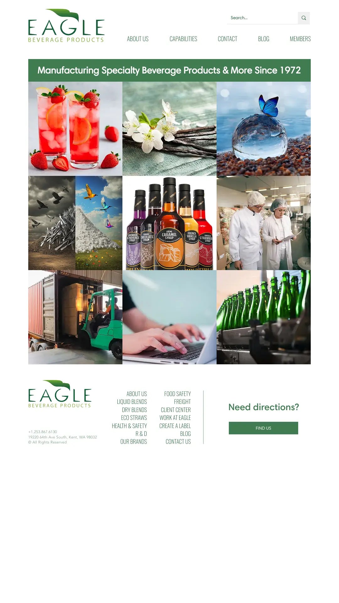 Screenshot: the Eagle Beverage website.