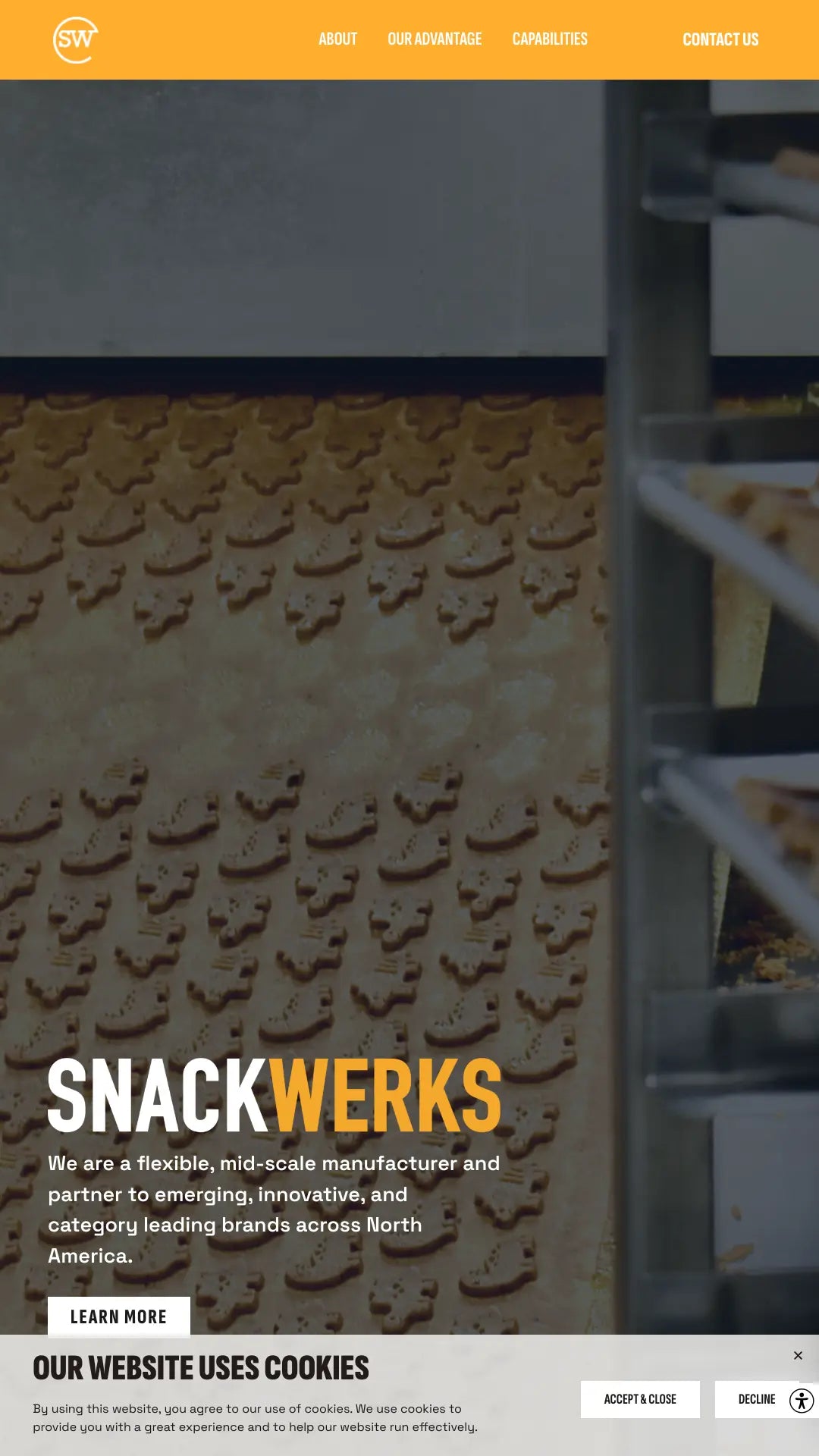 Screenshot: the Snackwerks website.