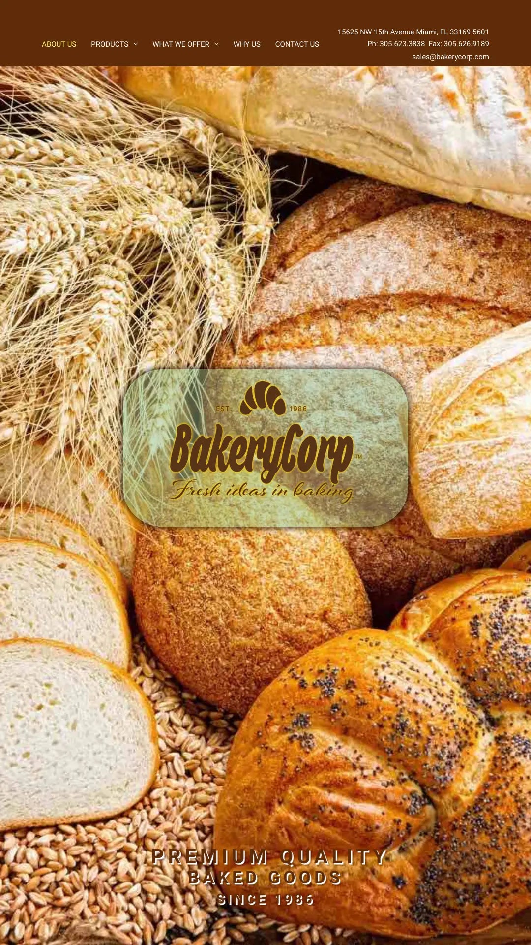 Screenshot: the BakeryCorp website.