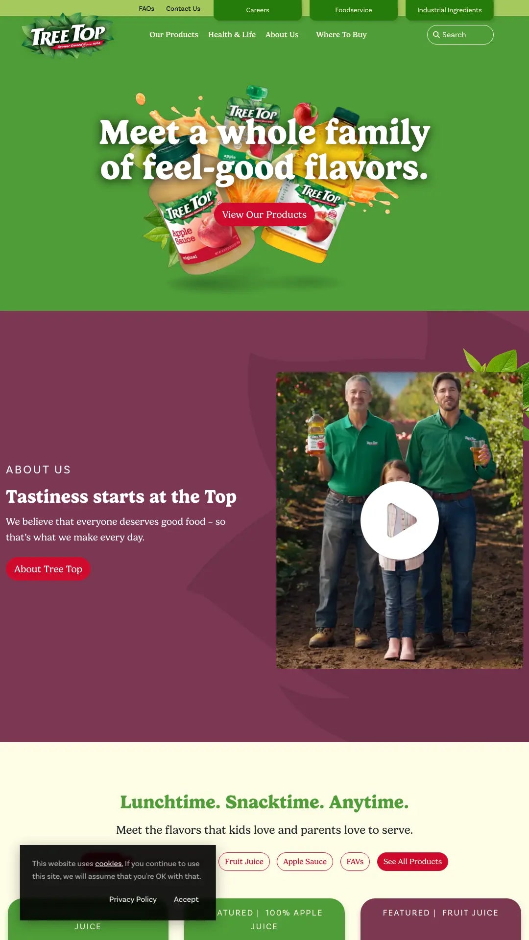 Screenshot: the Tree Top website.