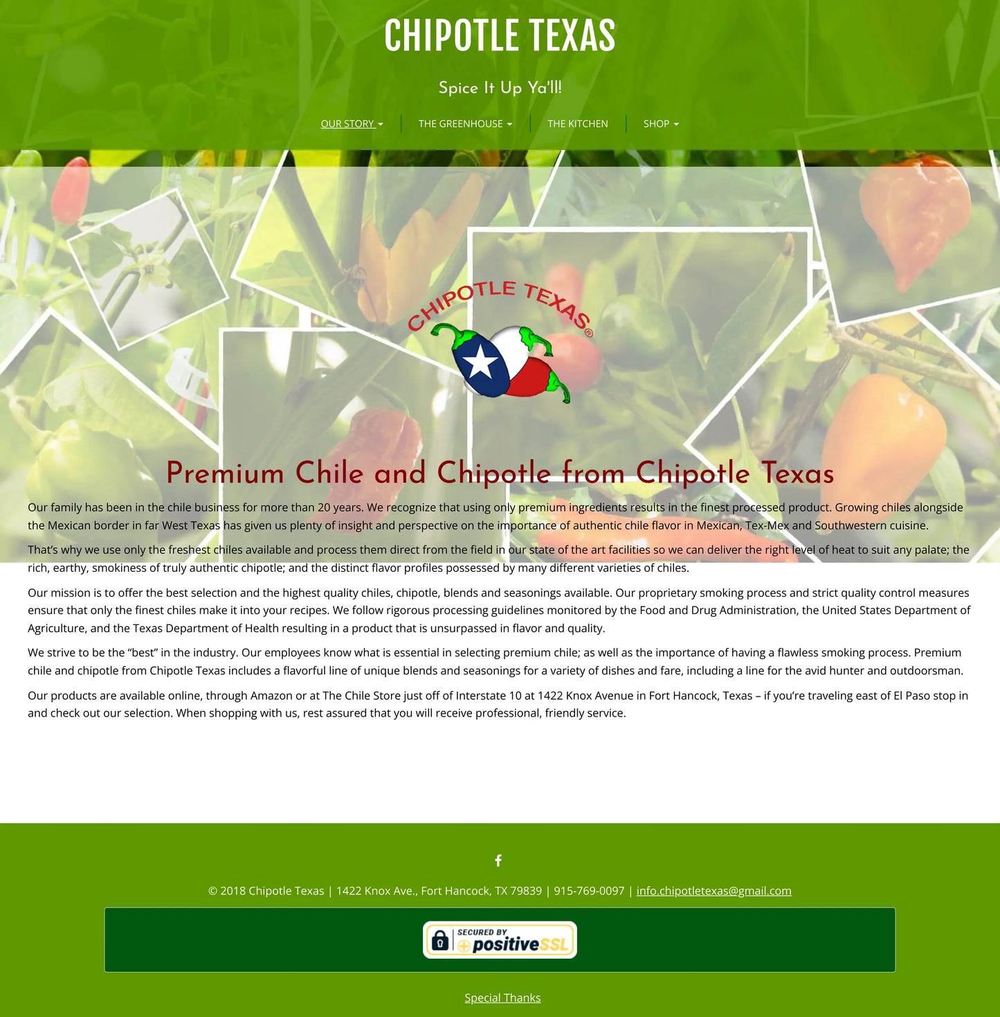 Screenshot: the Chipotle Texas website.