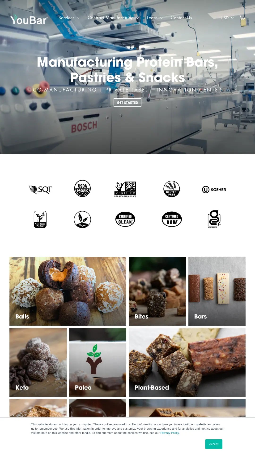 Screenshot: the YouBar Inc. website.