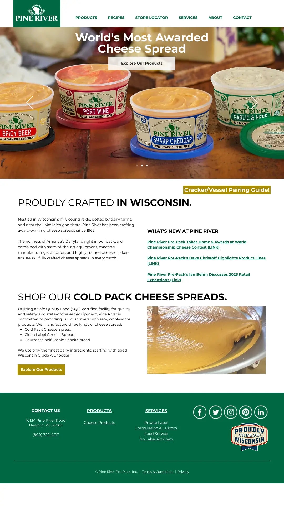 Screenshot: the Pine River Pre-Pack, Inc. website.