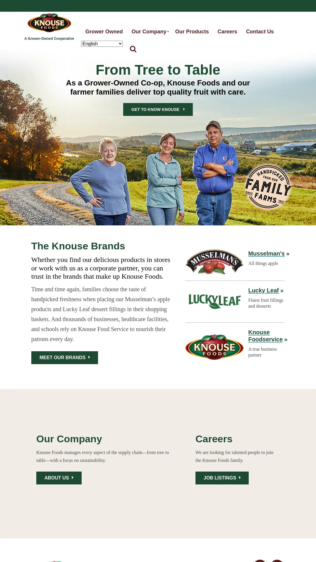 Screenshot: the Knouse Foods website.