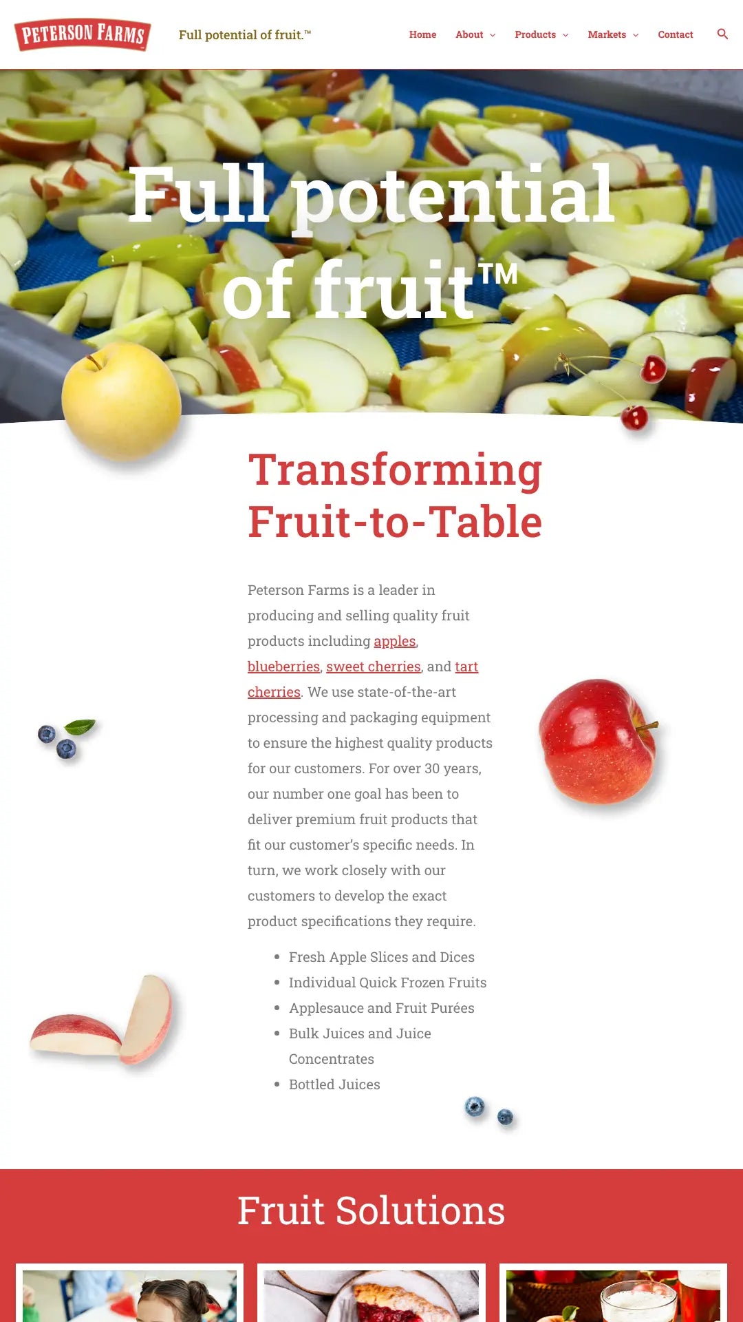 Screenshot: the Petruz Fruity website.