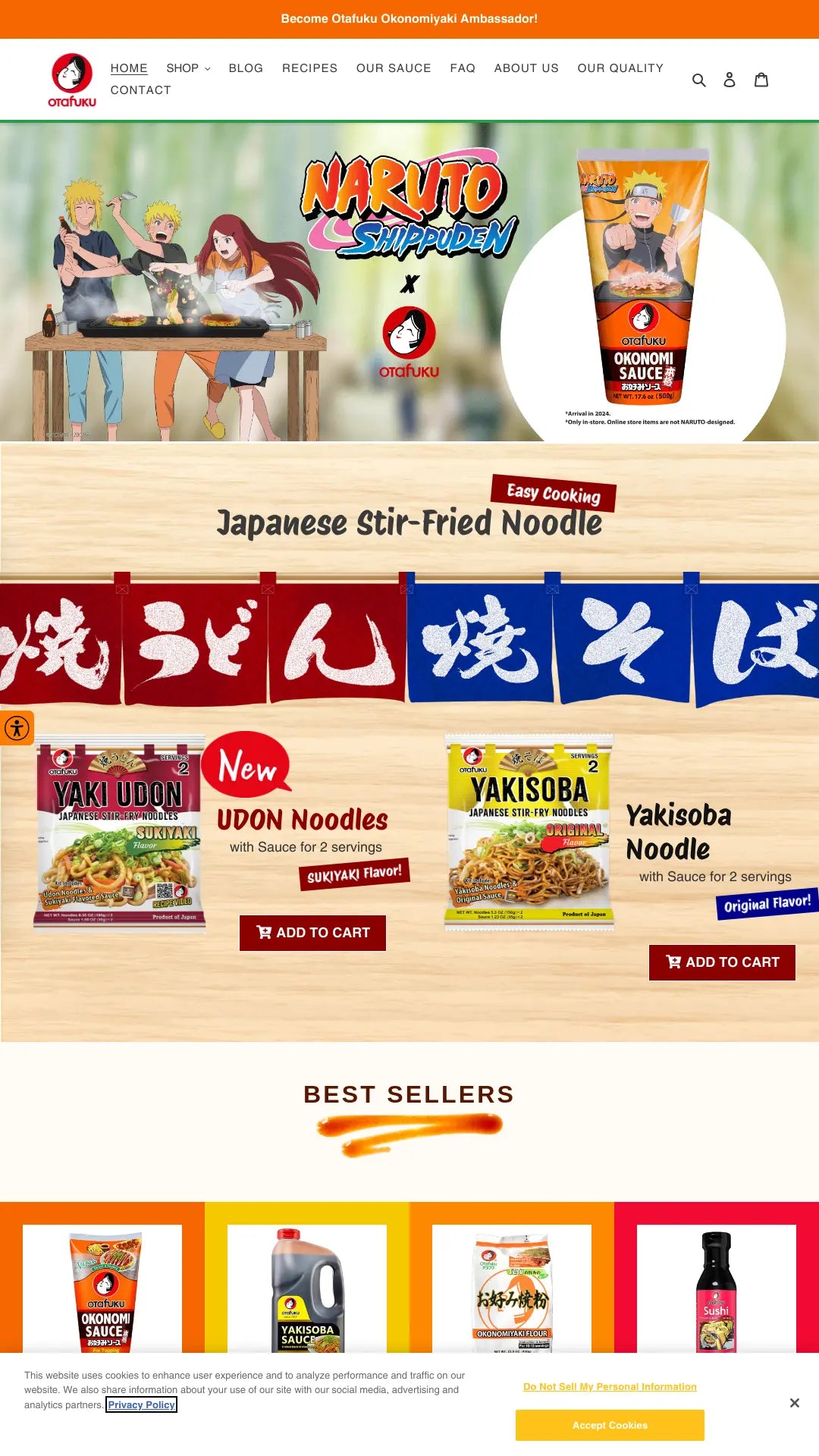 Screenshot: the Otafuku Foods website.