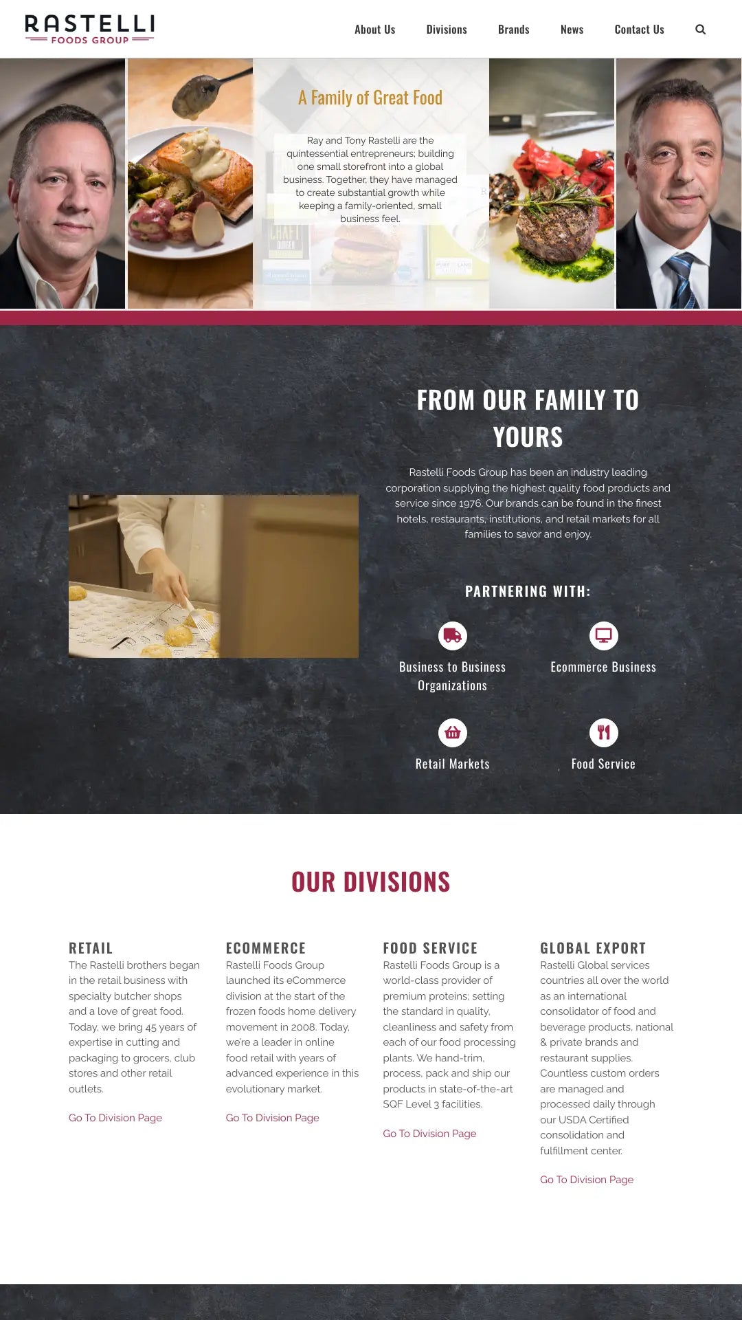 Screenshot: the Rastelli Foods Group website.