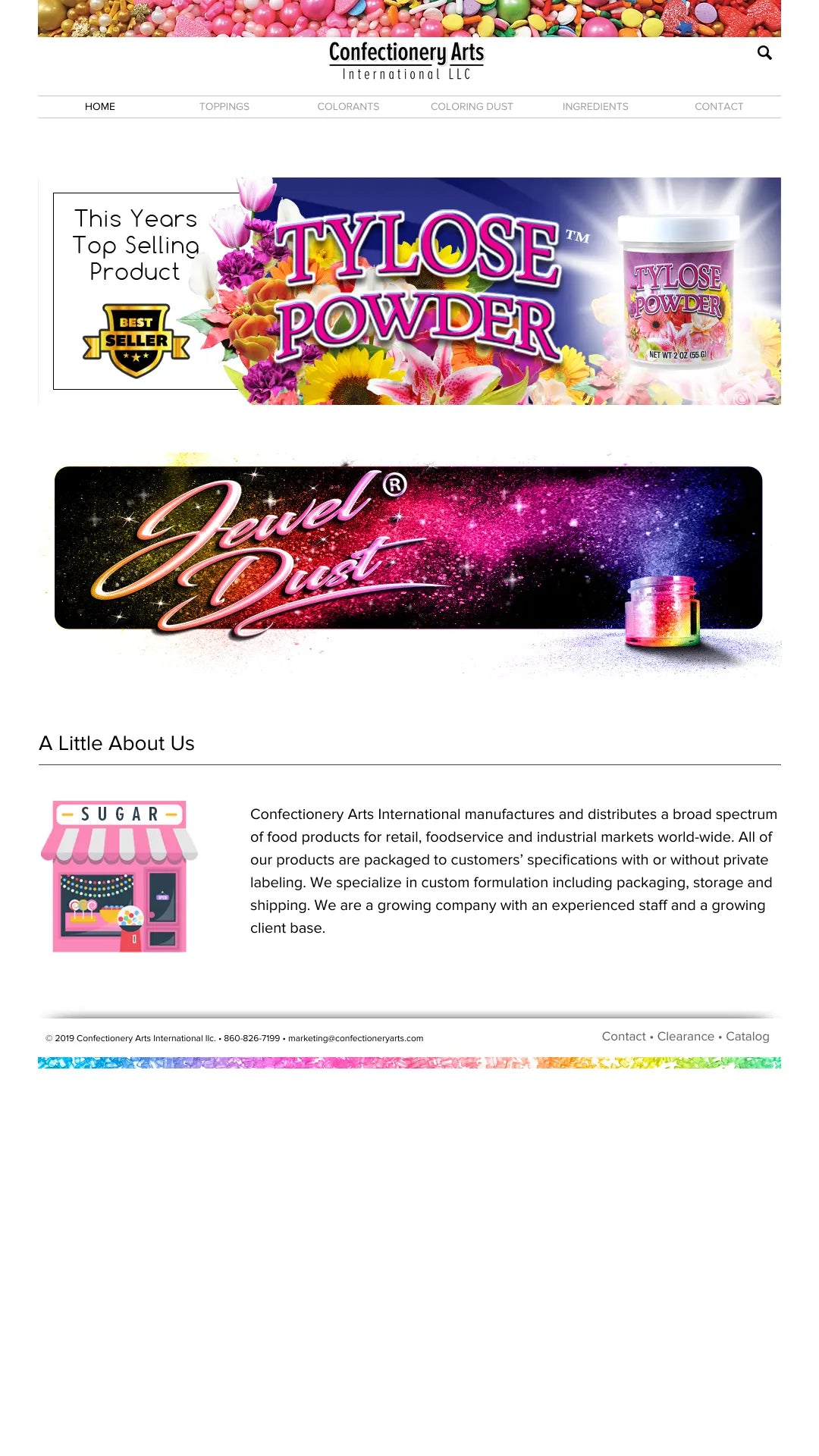 Screenshot: the Confectionery Arts International LLC website.