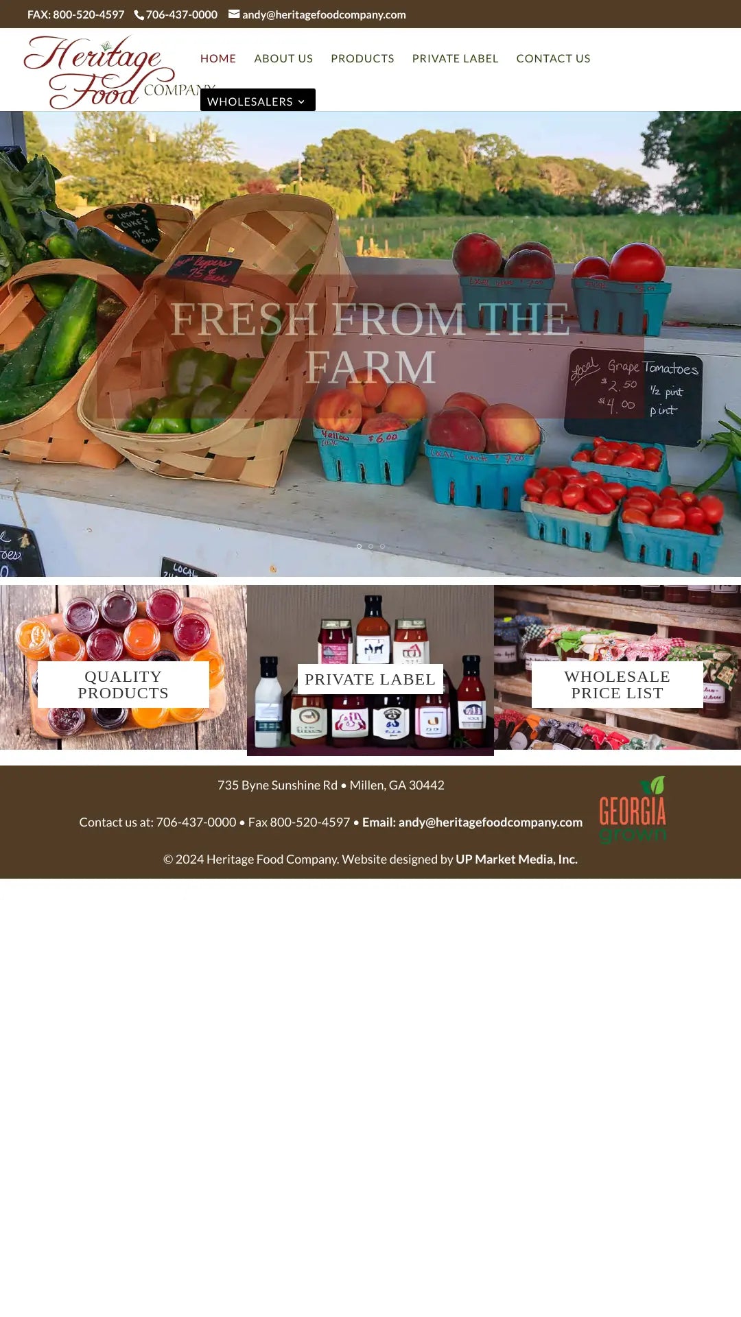 Screenshot: the Heritage Food Co website.