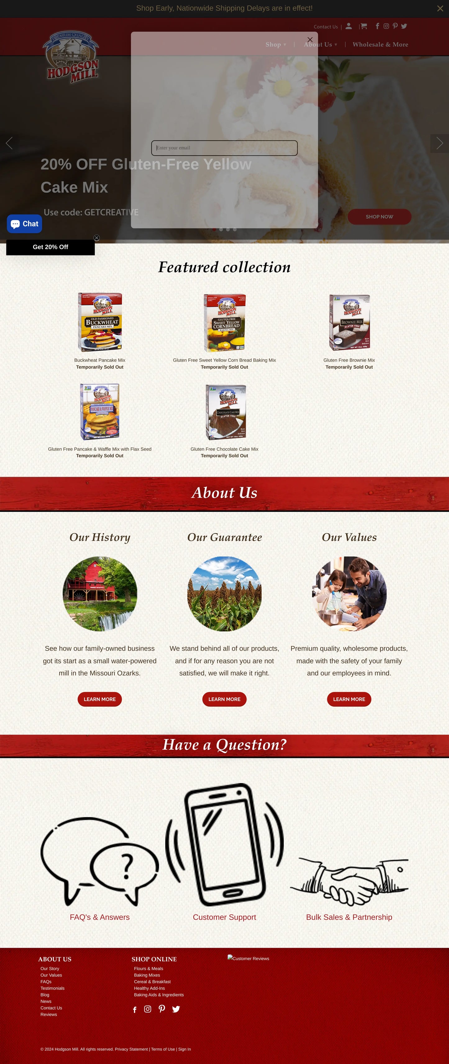 Screenshot: the Hodgson Mill website.