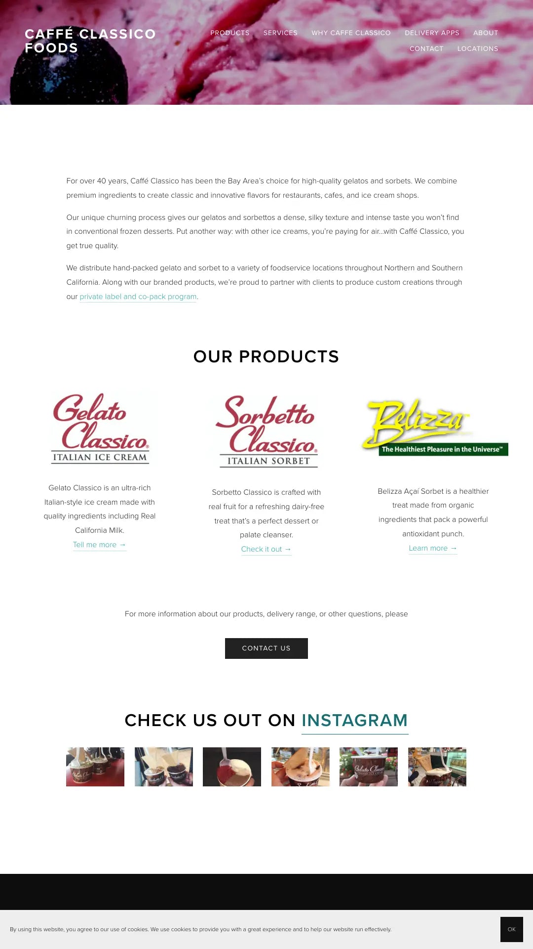 Screenshot: the Caffe Classico Foods website.